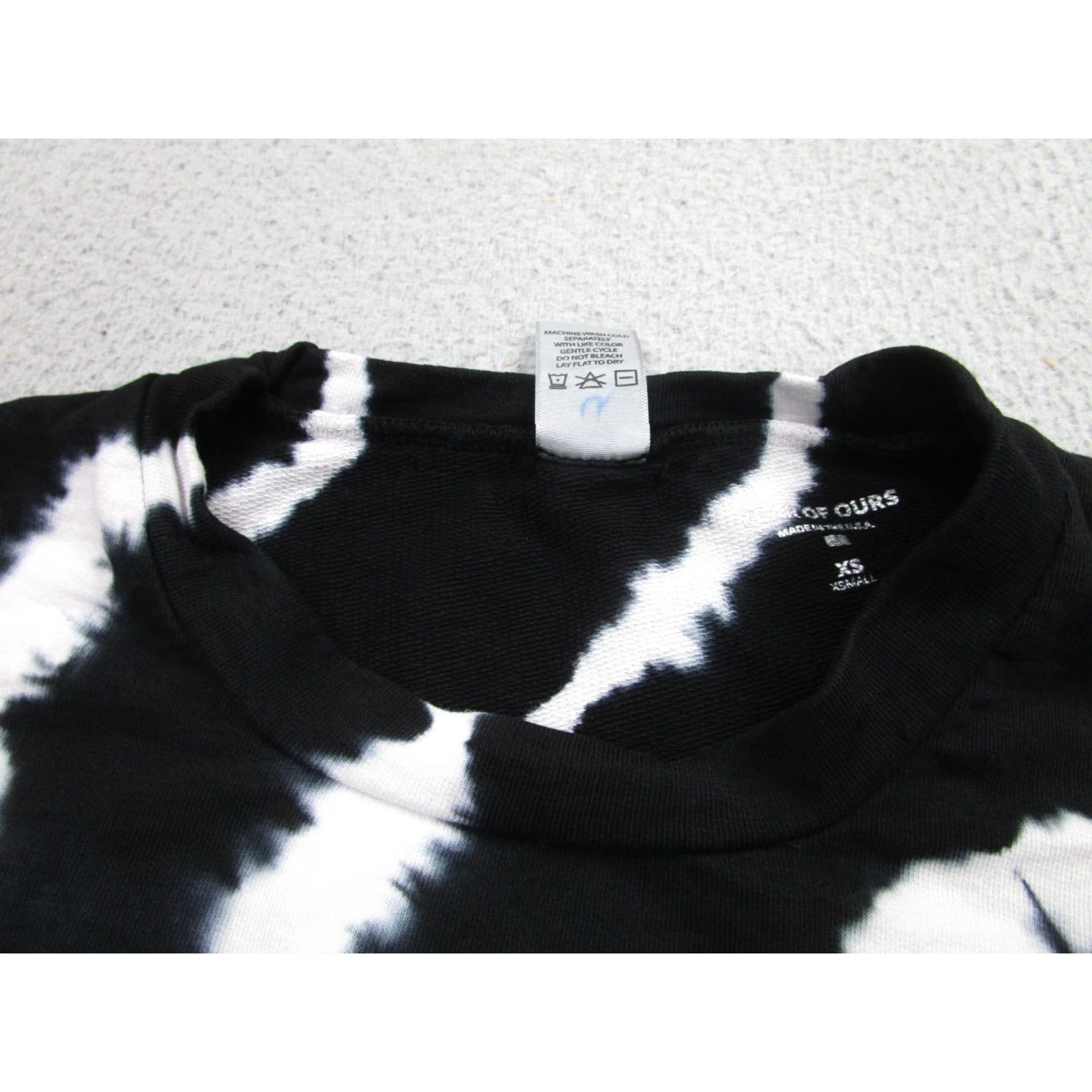Vintage Year of Ours Sweatshirt Womens XS Black White Crop Terry Fleece Tie Dye Sweatshirt Size XS / US 0-2 / IT 36-38 - 5 Thumbnail