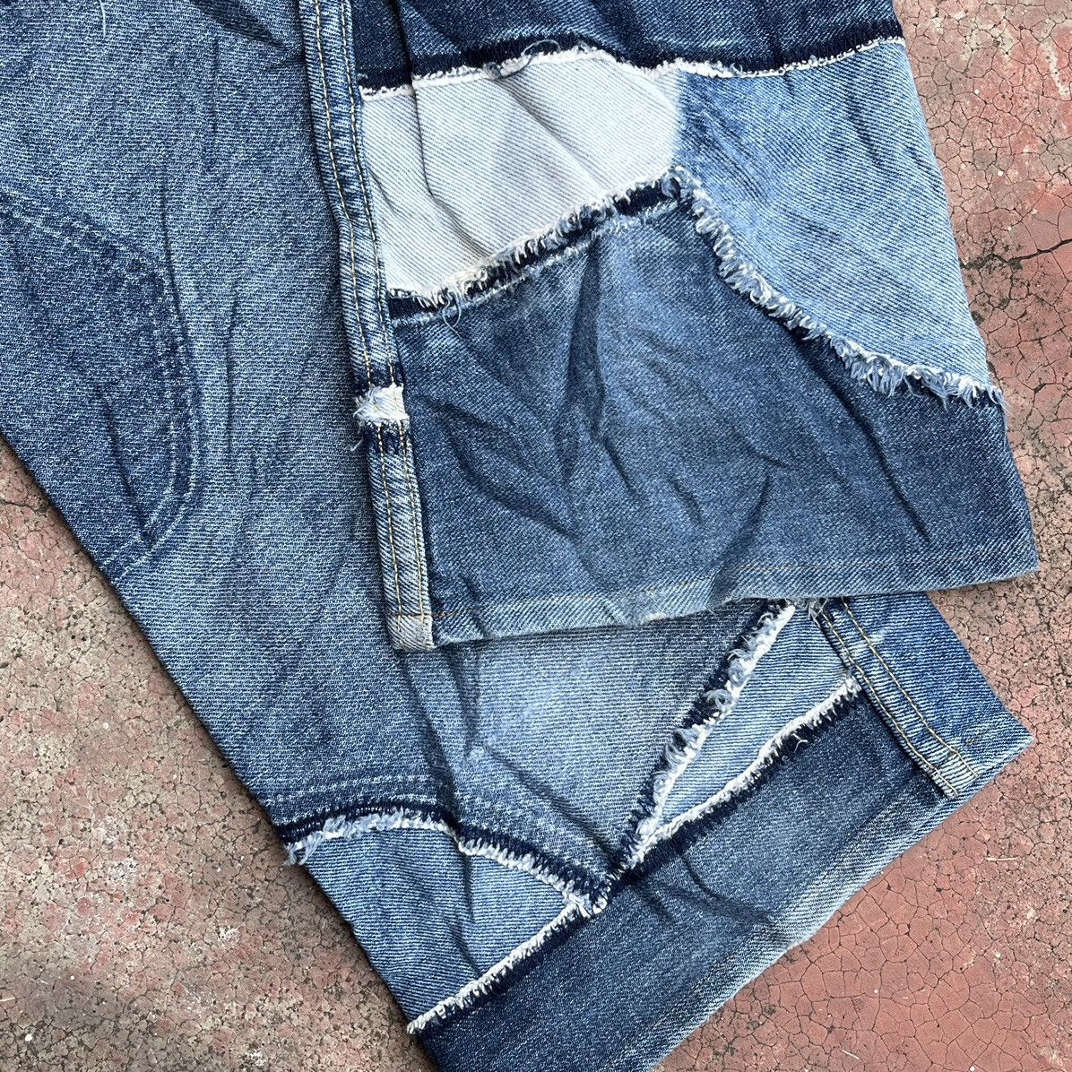 Designer × Japanese Brand RARE!! PUNAH Designer Patchwork Denim Pants Size US 29 - 5 Thumbnail