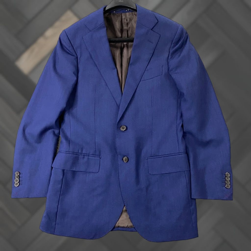 Suitsupply Lazio Suit Blazer Jacket Blue Wool Slim 38L Men Single-Breasted Notch Lapel 2-Button Jersey?