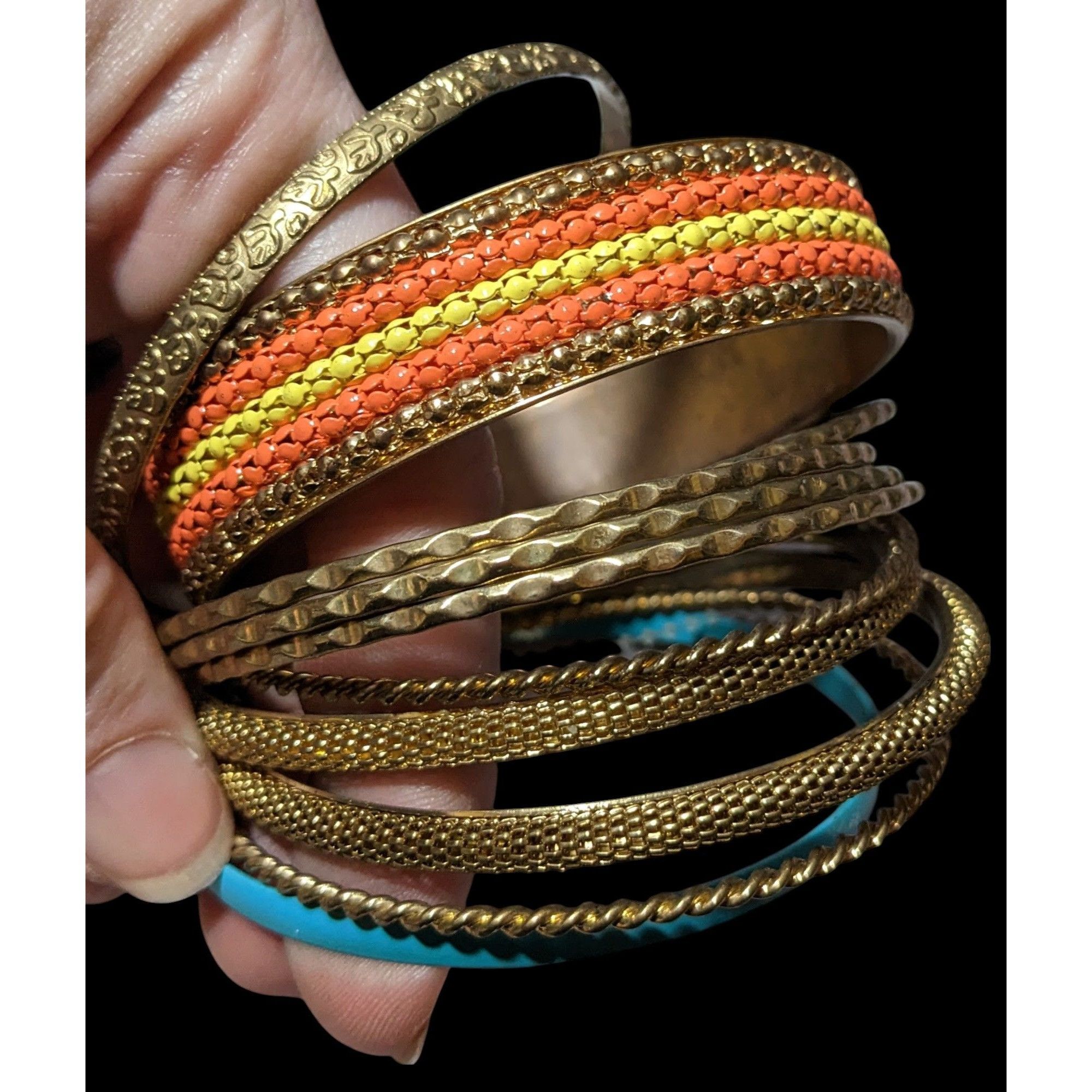 Other Gold Tone Orange And Blue Metal Bangle Bundle (11) Size ONE SIZE - 4 Thumbnail