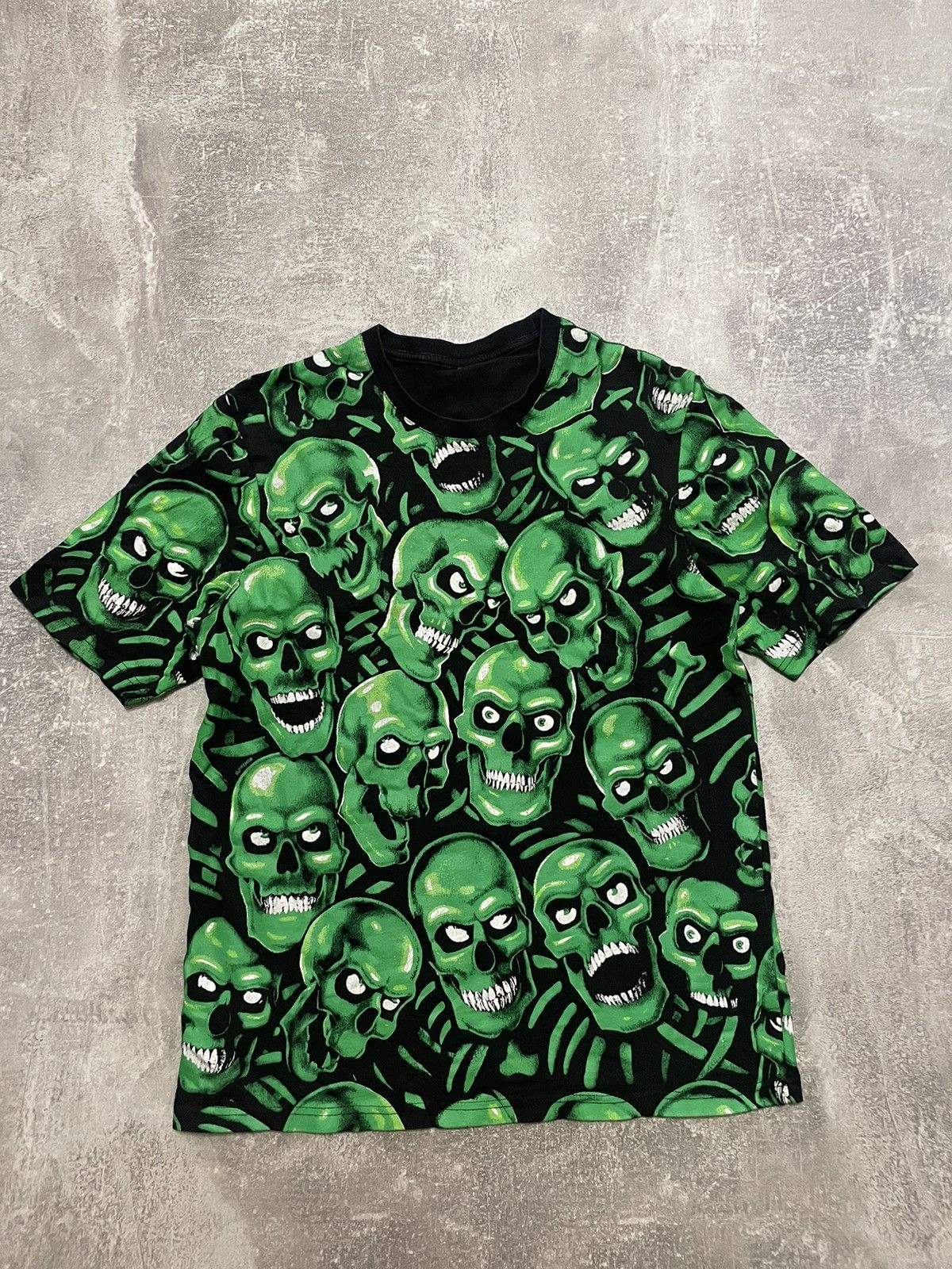 Avant Garde Hysteric Glamour Skulls Supreme Green Skull Full Print Skeleton T shirt Rare L Grailed