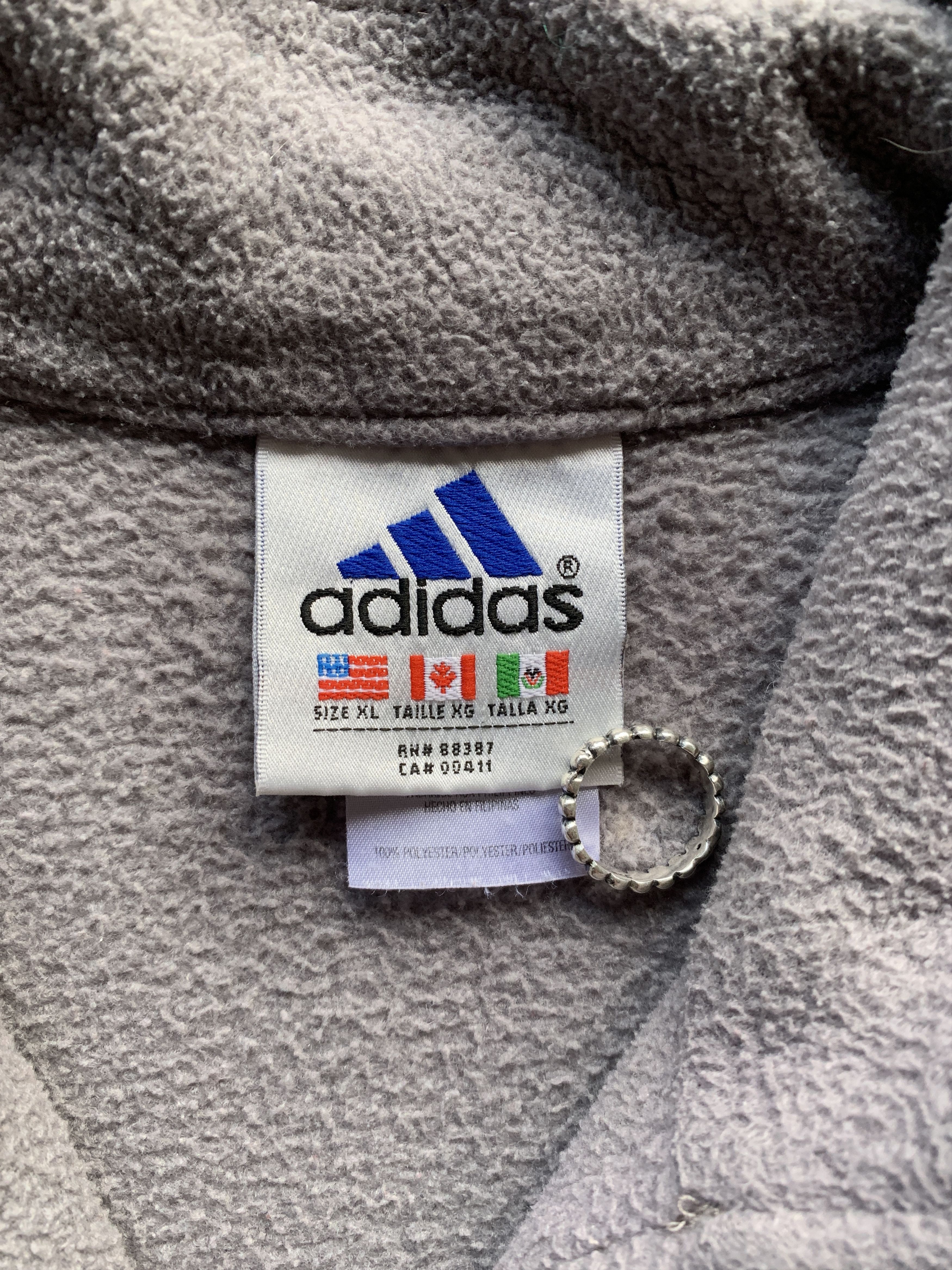 Adidas × Vintage Vintage 1999 Gray Adidas Full Zip Fleece Jacket Size US XL / EU 56 / 4 - 5 Thumbnail