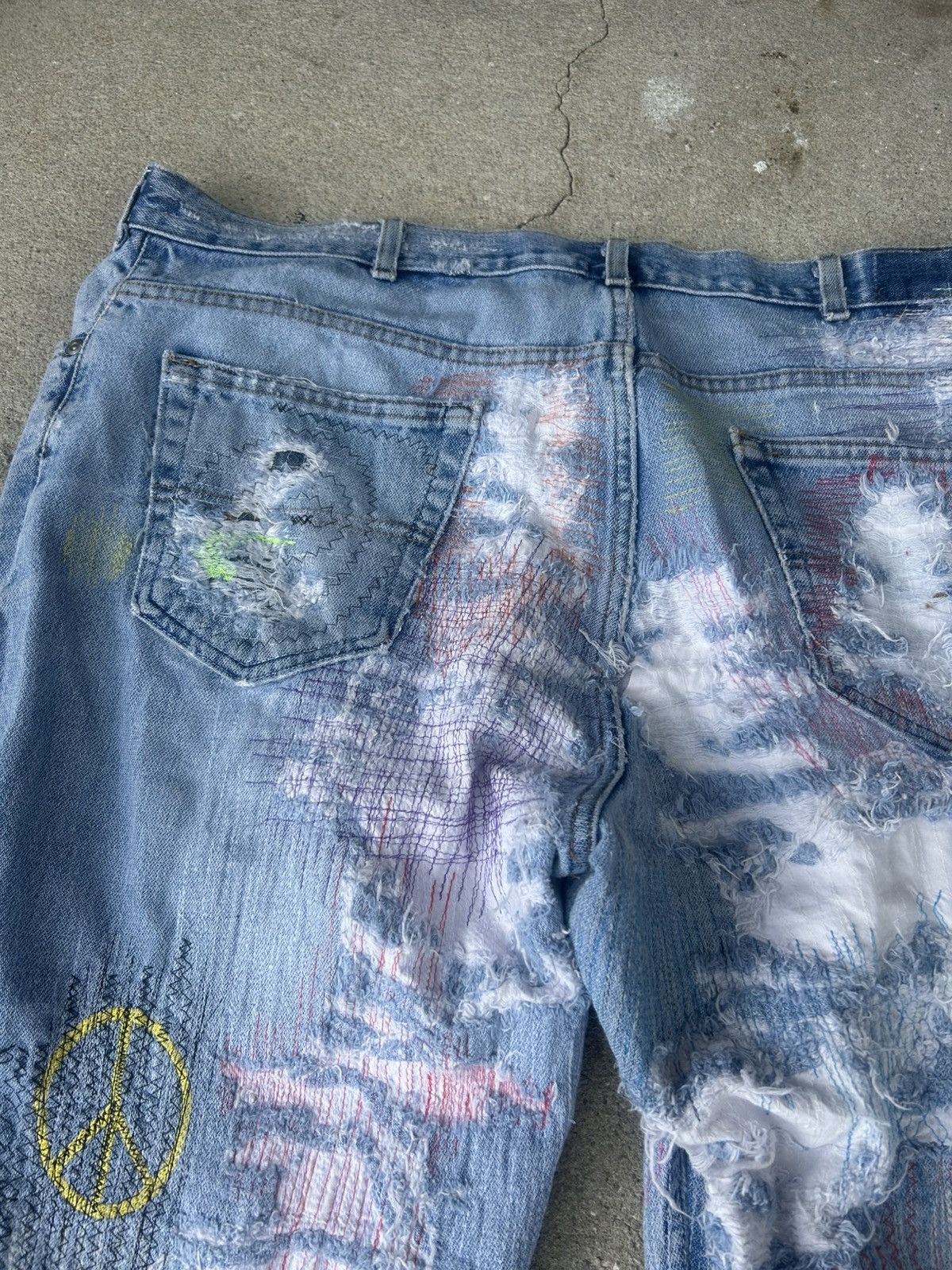 Other 1/1 Your World distressed repaired denim light blue jeans Size US 42 / EU 58 - 7 Thumbnail