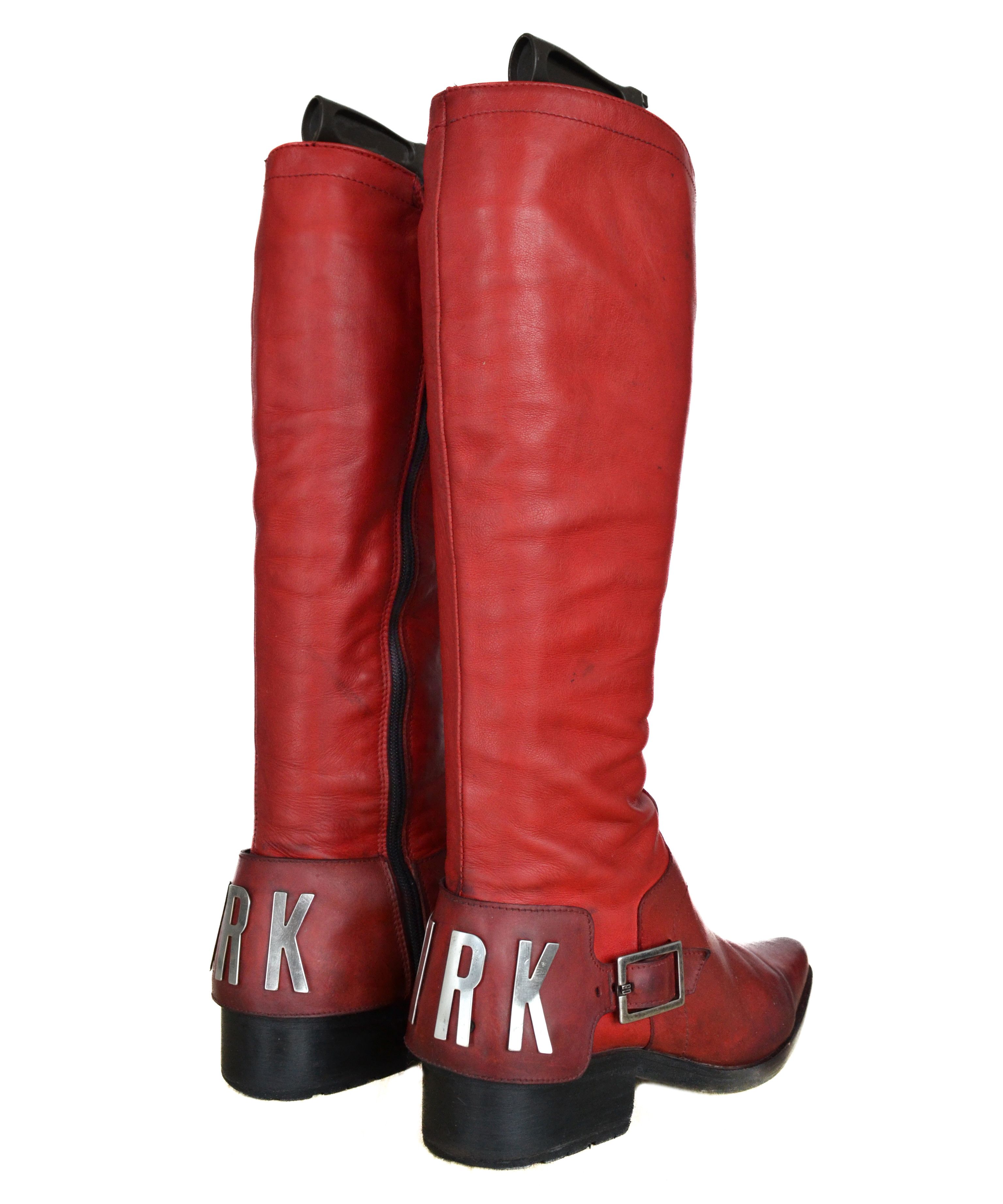 Dirk Bikkembergs Dirk Bikkembergs Boots Metal Logo Tall Shoes Red 90s Zip Size US 10 / IT 40 - 6 Thumbnail