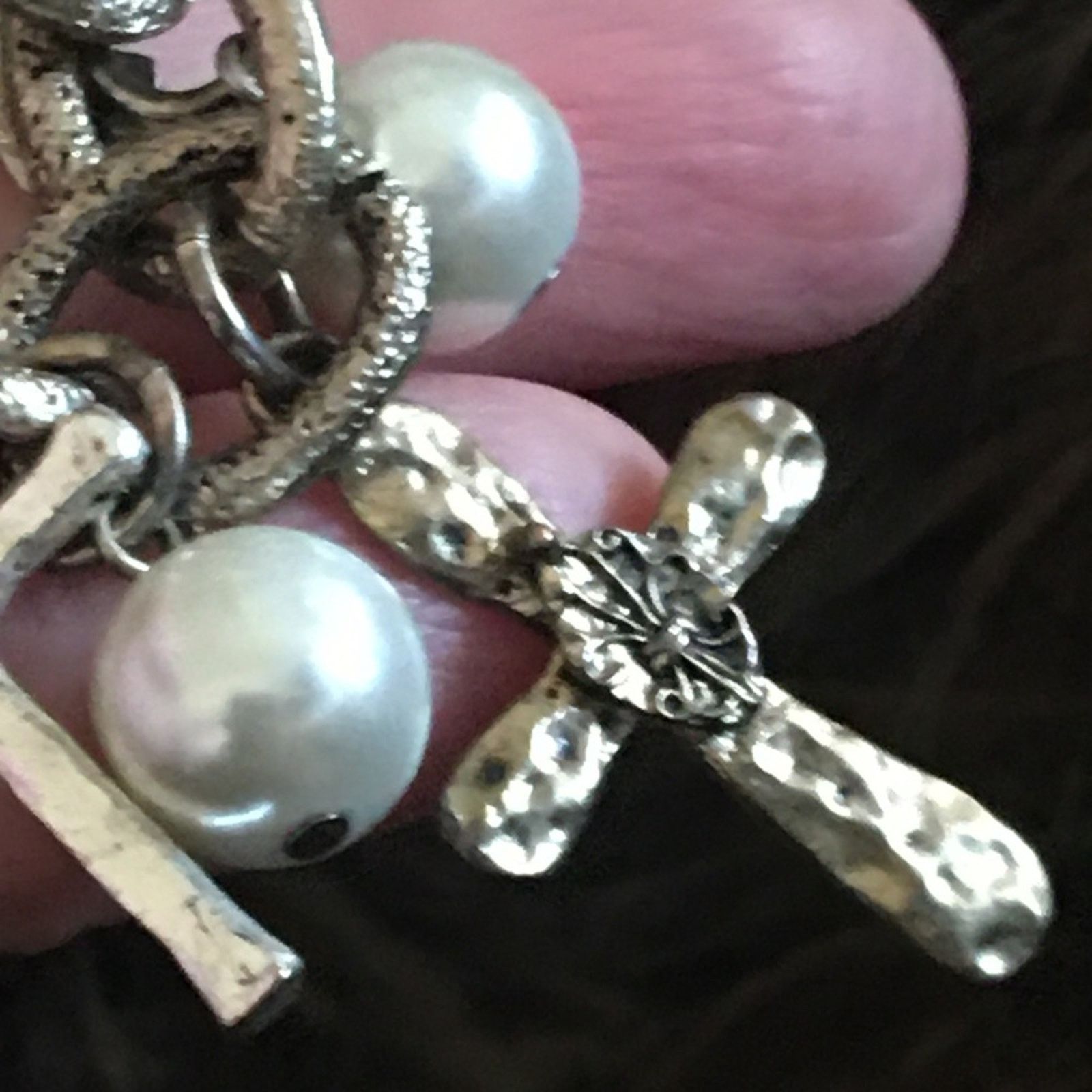 Jewelry Textured antique gold tone link cross bracelet Size ONE SIZE - 7 Thumbnail