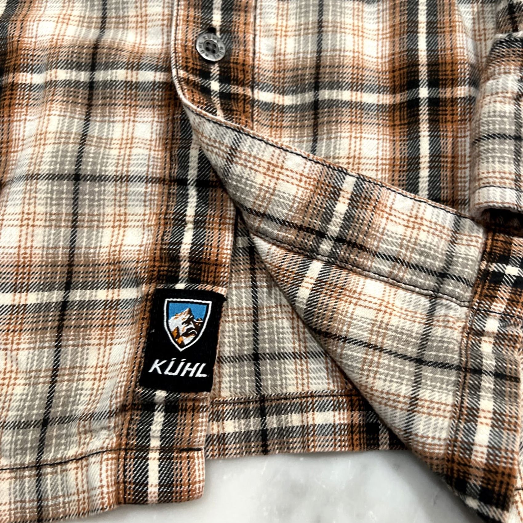 Vintage Kuhl Shirt Mens M Plaid Cotton Tencel Flannel Outdoor Browns Black Button-Up Casual Lightweight Pockets Size US M / EU 48-50 / 2 - 5 Thumbnail