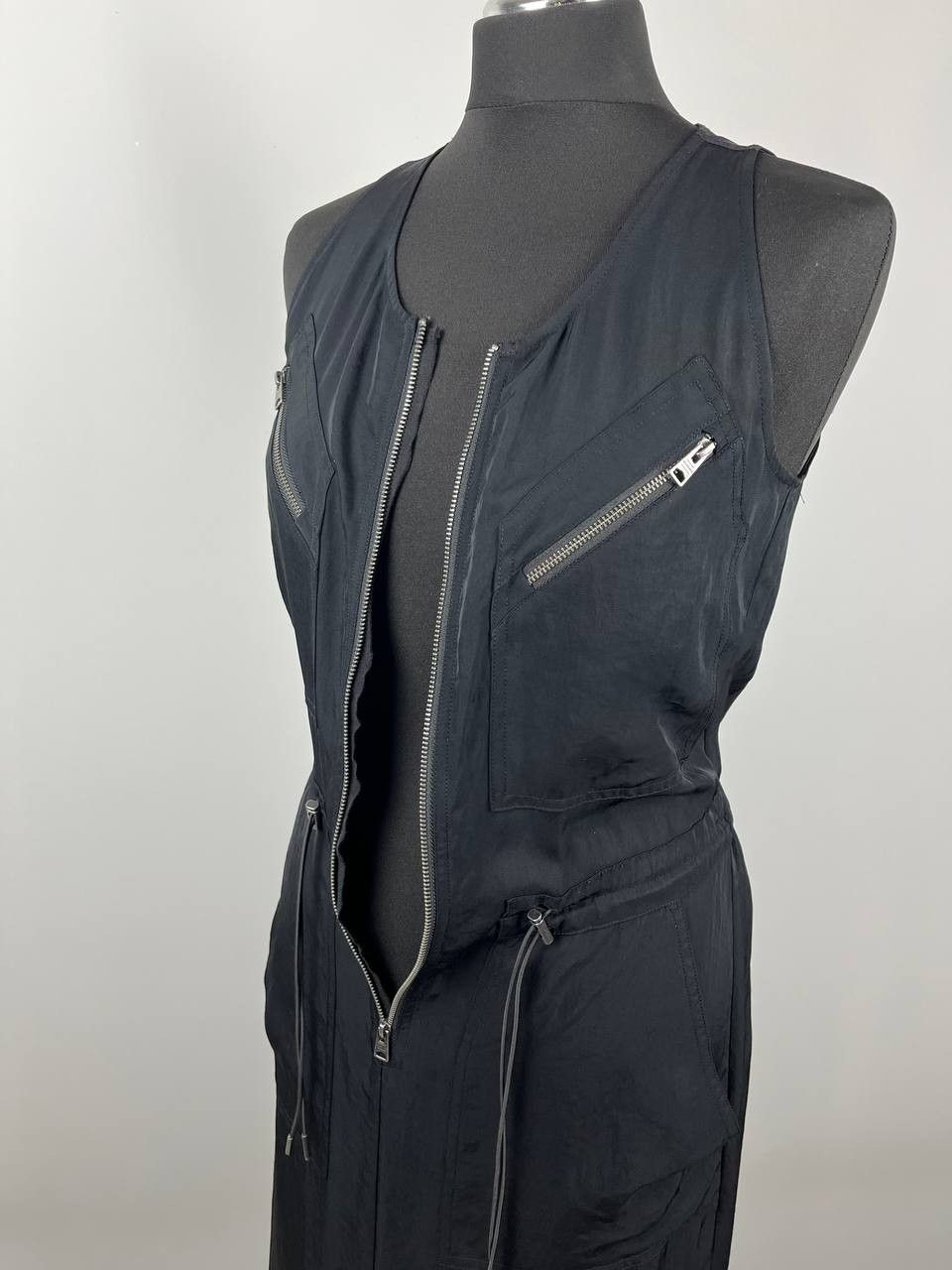 Allsaints AllSaints Vola Black Triacetate Utility Zip Midi Cargo Dress Size XS / US 0-2 / IT 36-38 - 4 Thumbnail