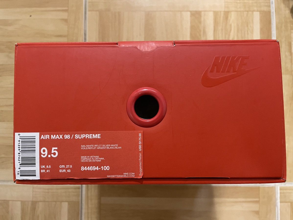Nike × Supreme Supreme Nike Air Max 98 Snakeskin Sail/White 844694-100 9.5 Size US 9.5 / EU 42-43 - 8 Thumbnail