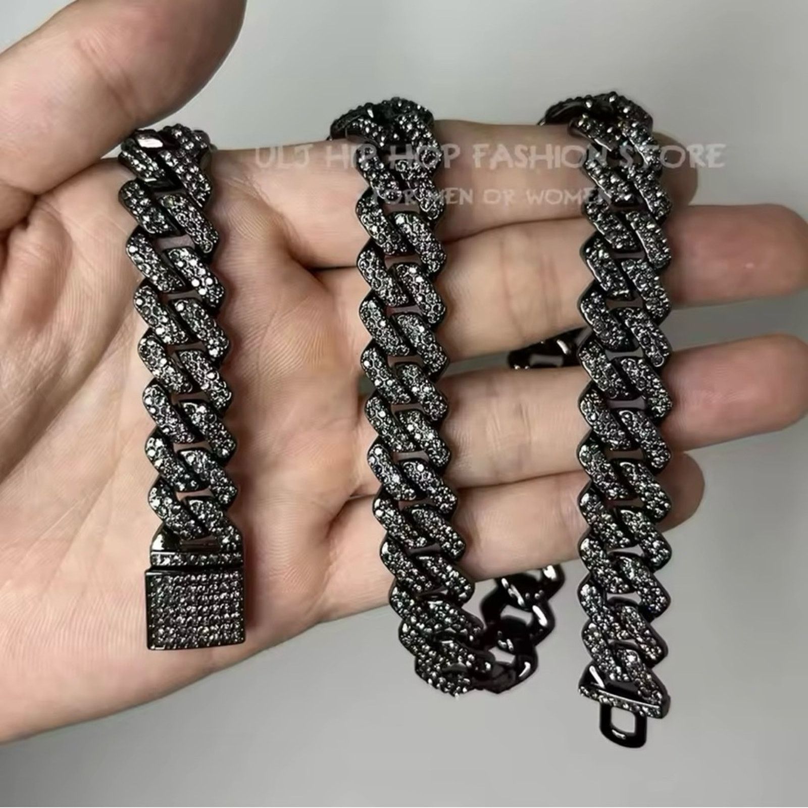 Other Cuban Link Chain Bling Iced Out Paved Miami Black Necklace Size ONE SIZE - 2 Thumbnail
