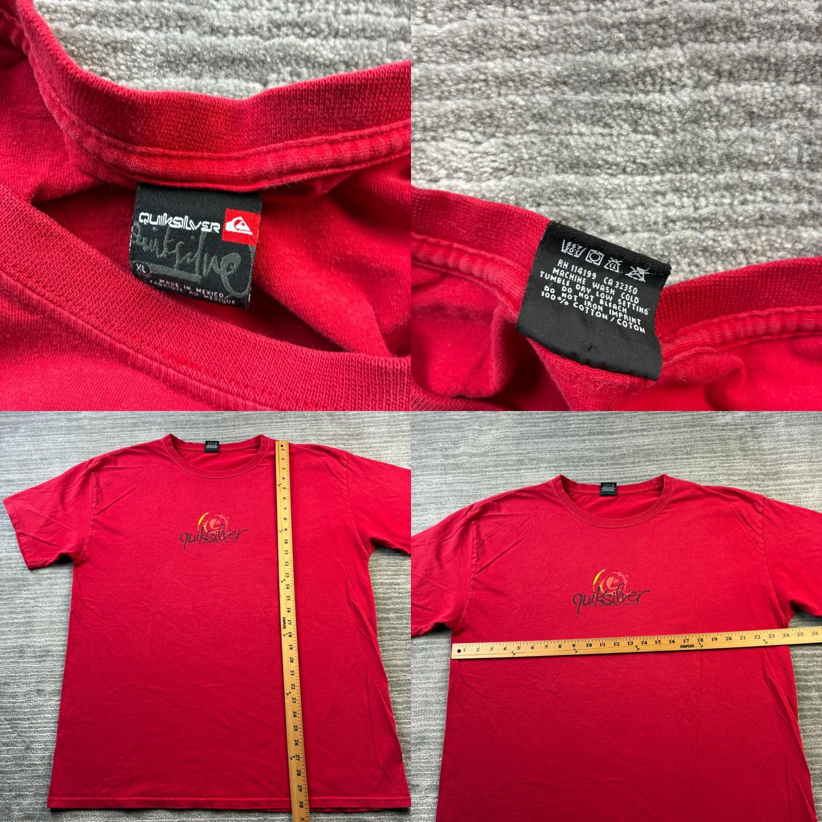 Quiksilver VINTAGE Quiksilver Shirt XL Red T-Shirt Mens Regular Crew Neck Graphic Print 2000s Grunge Classic Sketch Logo Used Vel Size US XL / EU 56 / 4 - 8 Thumbnail