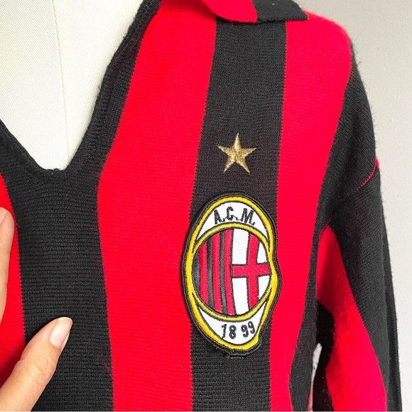 Vintage AC Milan Soccer Long Sleeve Jersey Sweater - M, Italy 🇮🇹 Size US M / EU 48-50 / 2 - 4 Thumbnail