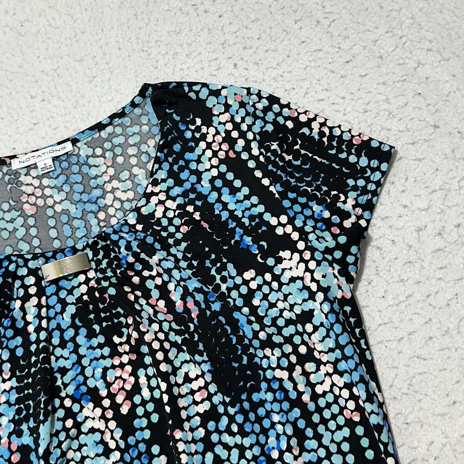 Other Notations Small Crewneck T Shirt Blue Black Blouse Top Size S / US 4 / IT 40 - 5 Thumbnail