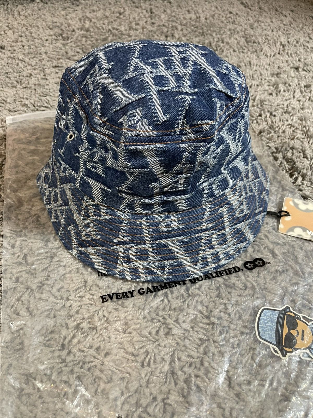 Vandy The Pink Vandy The Pink Monogram Logo Denim Bucket Hat Crusher Blue Size ONE SIZE - 2 Thumbnail