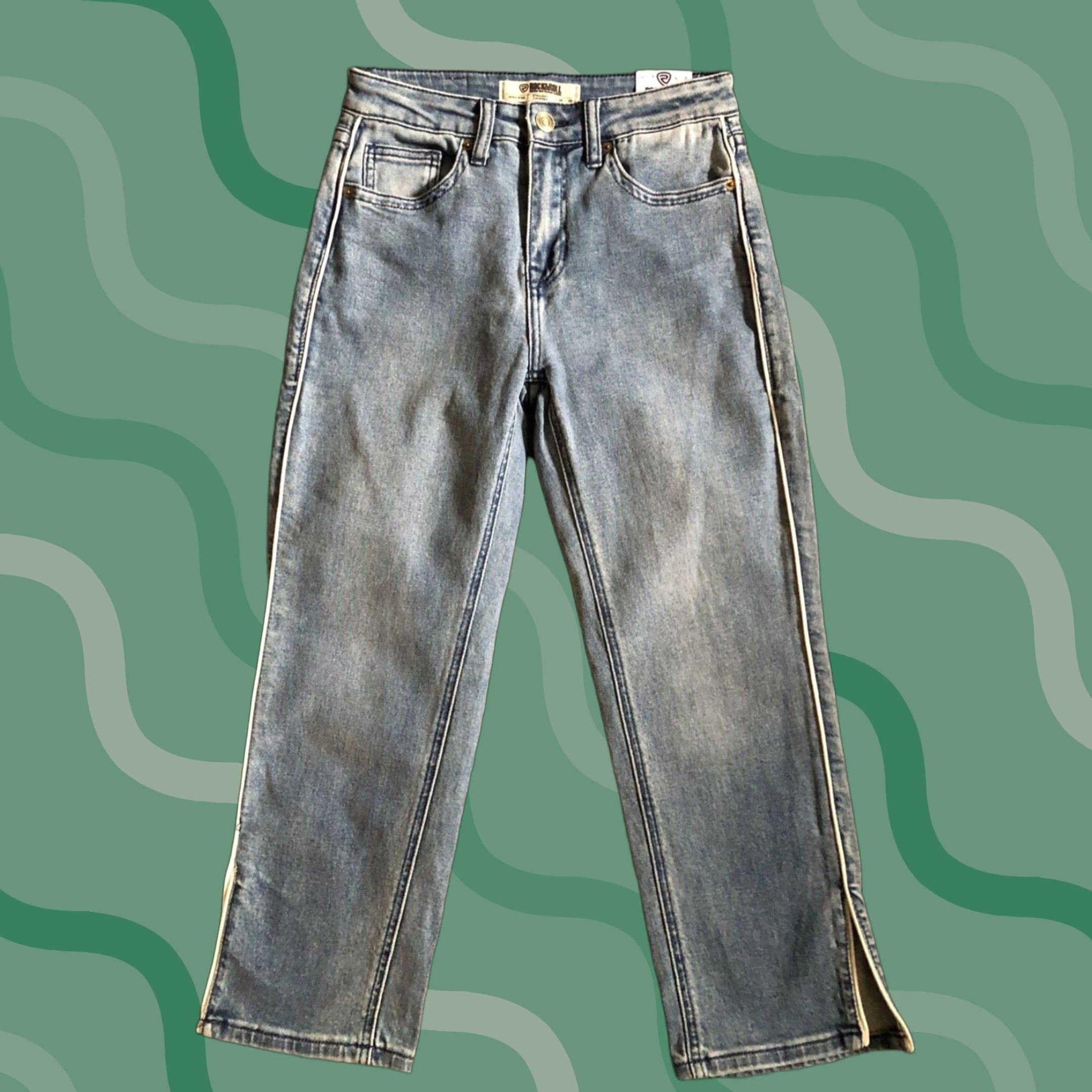 Vintage VINTAGE Rock & Roll Denim Jeans 90s Women’s Straight Cropped High Rise Blue 26x25 Pockets Size 26" / US 2 / IT 38 - 1 Thumbnail