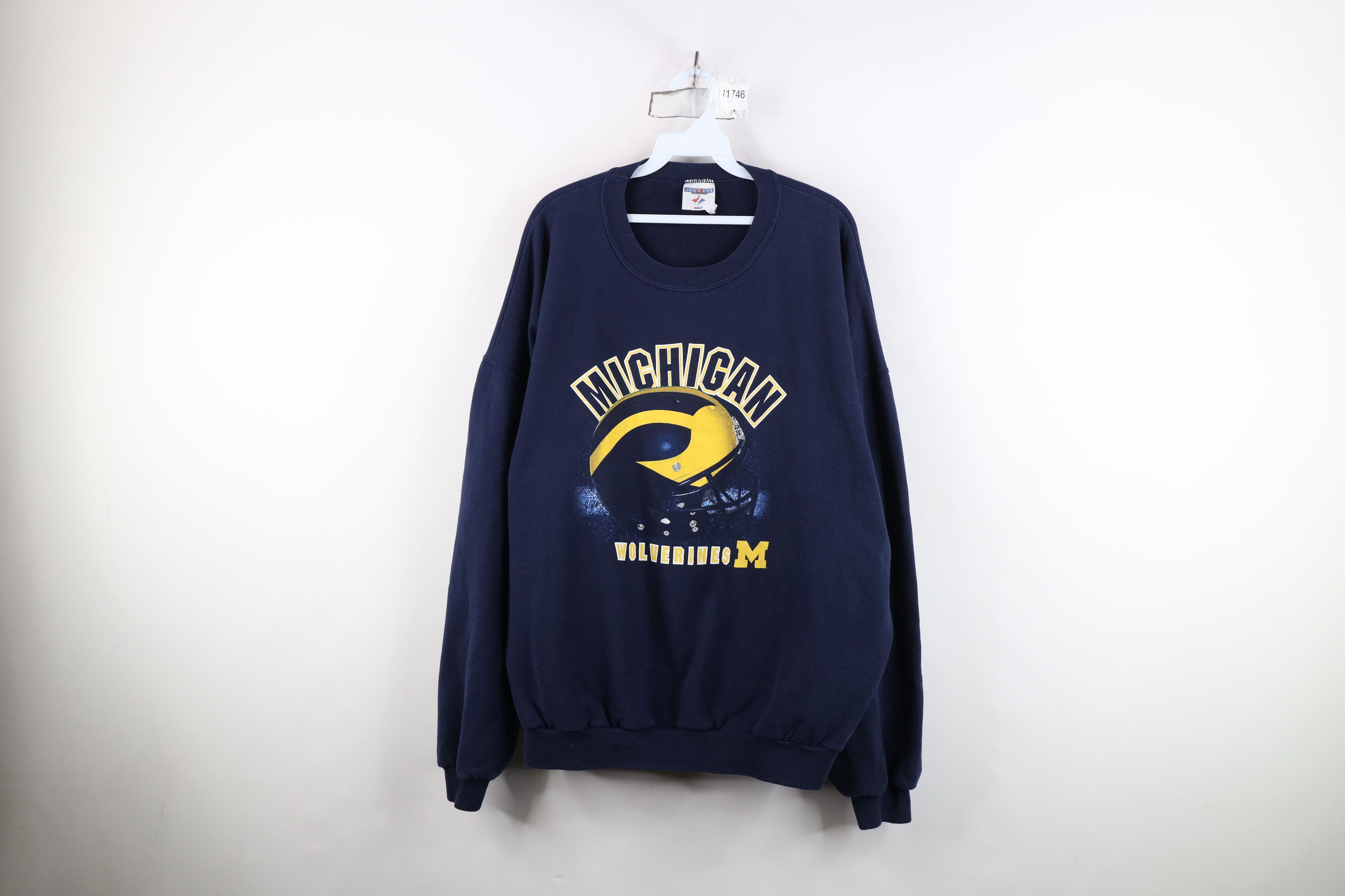 Vintage Vintage 90s University of Michigan Crewneck Sweatshirt Size US XXL / EU 58 / 5 - 1 Thumbnail