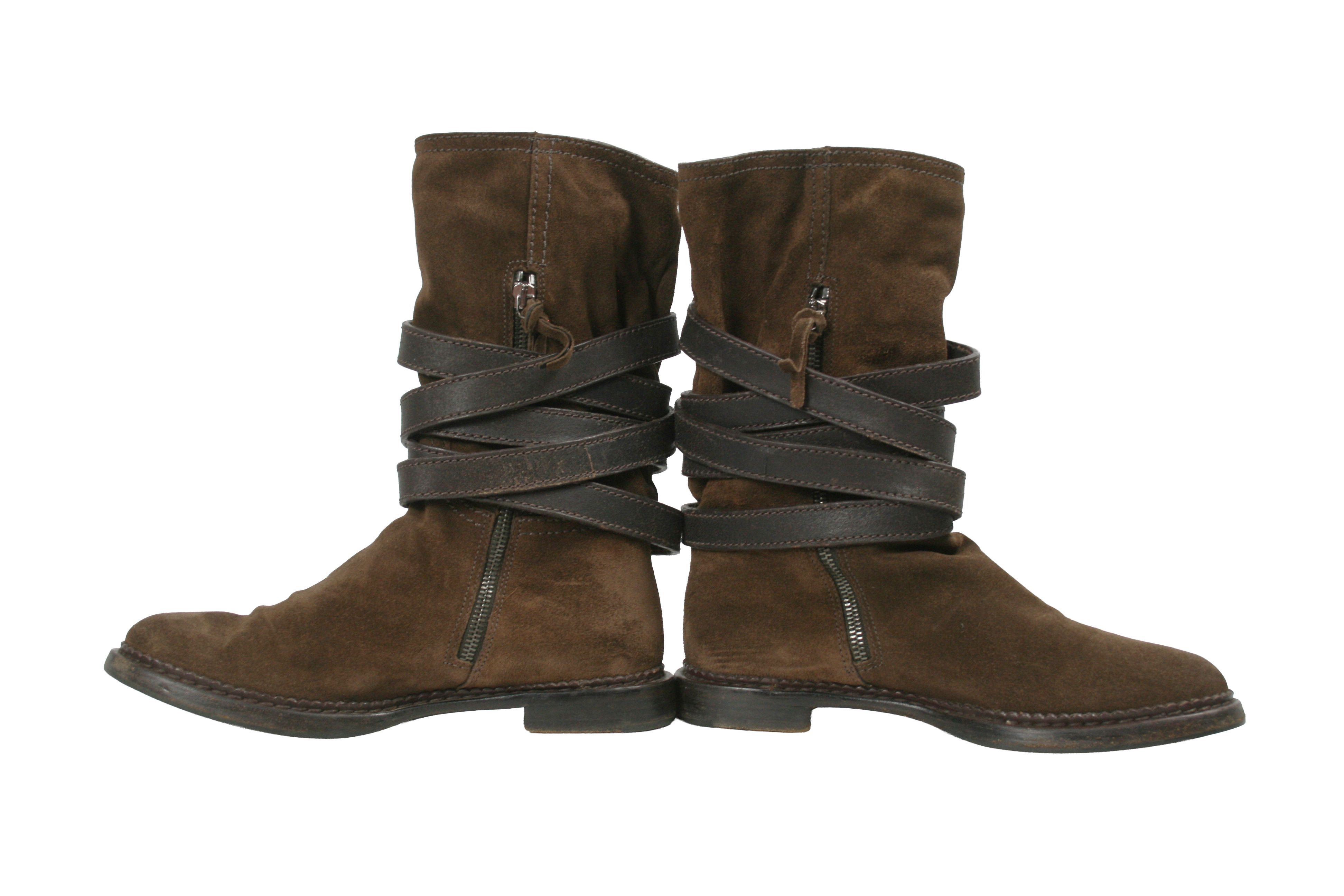 Miu Miu Biker Buckled Harness Suede Boots Size US 7.5 / IT 37.5 - 11 Thumbnail