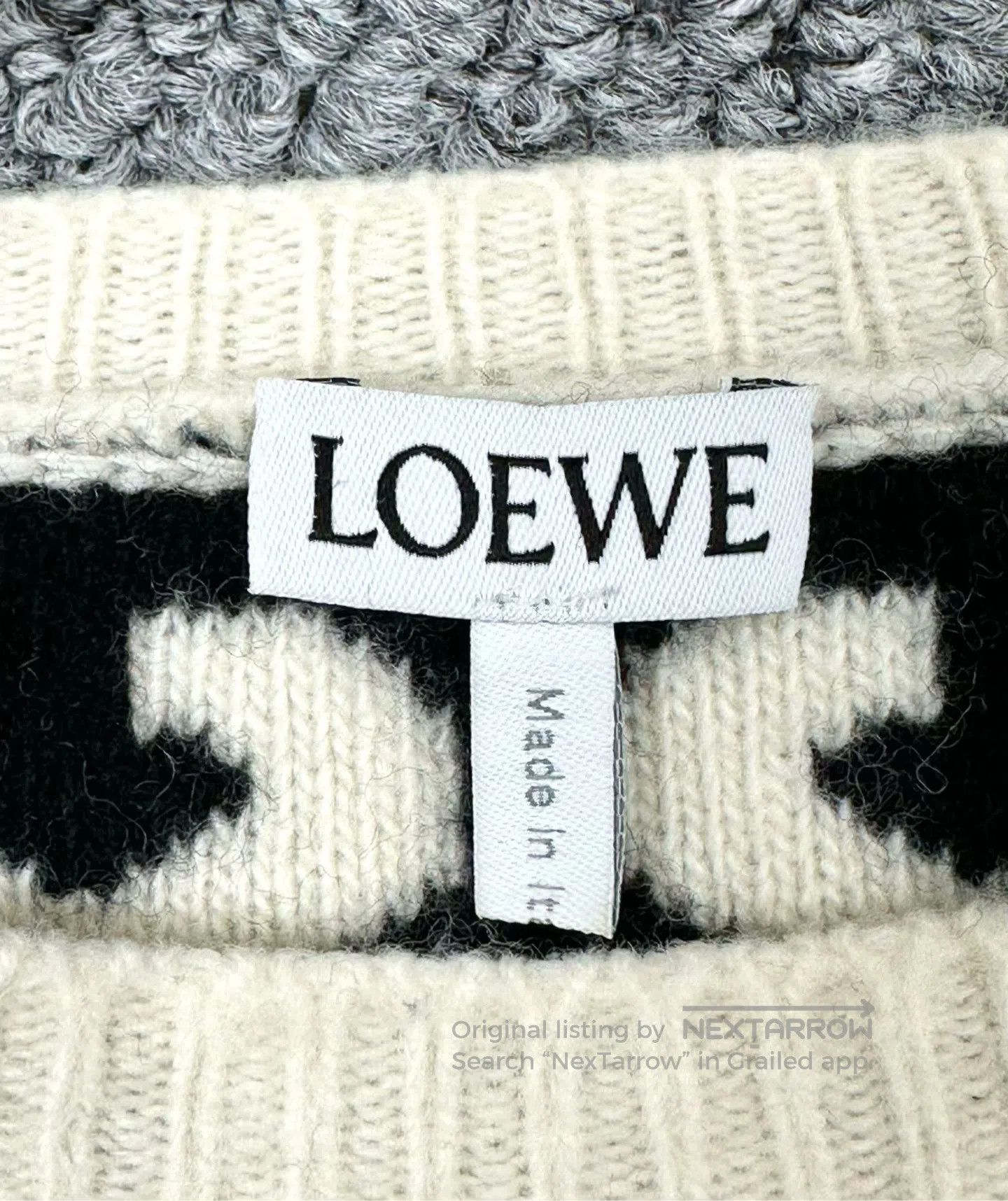 Loewe Loewe White Multi-logo Wool Knit Sweater| Size US M / EU 48-50 / 2 - 3 Thumbnail
