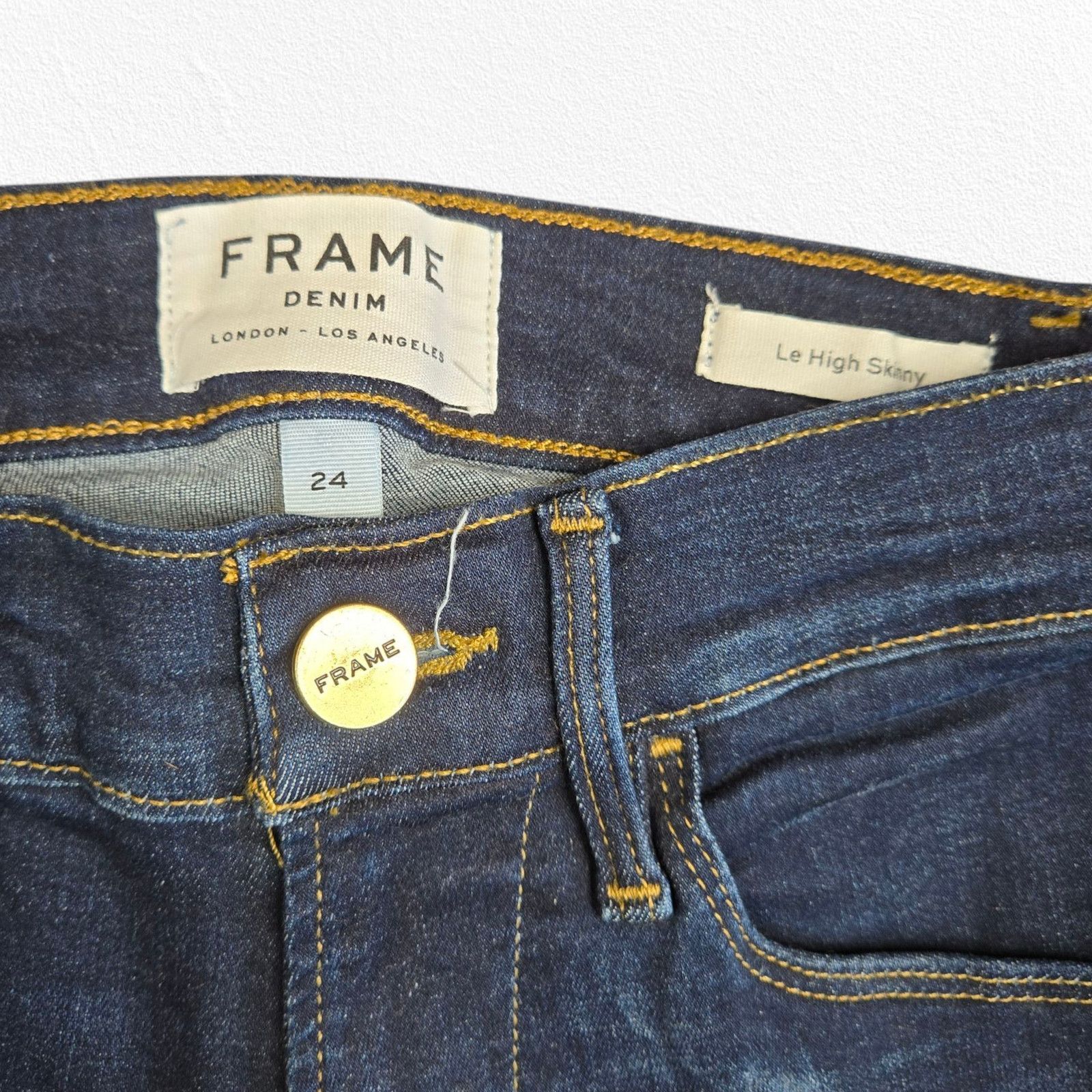 Frame FRAME Dark Wash High Waisted Le High Skinny Jeans Size 24 Size 24" / US 00 / IT 34 - 6 Thumbnail