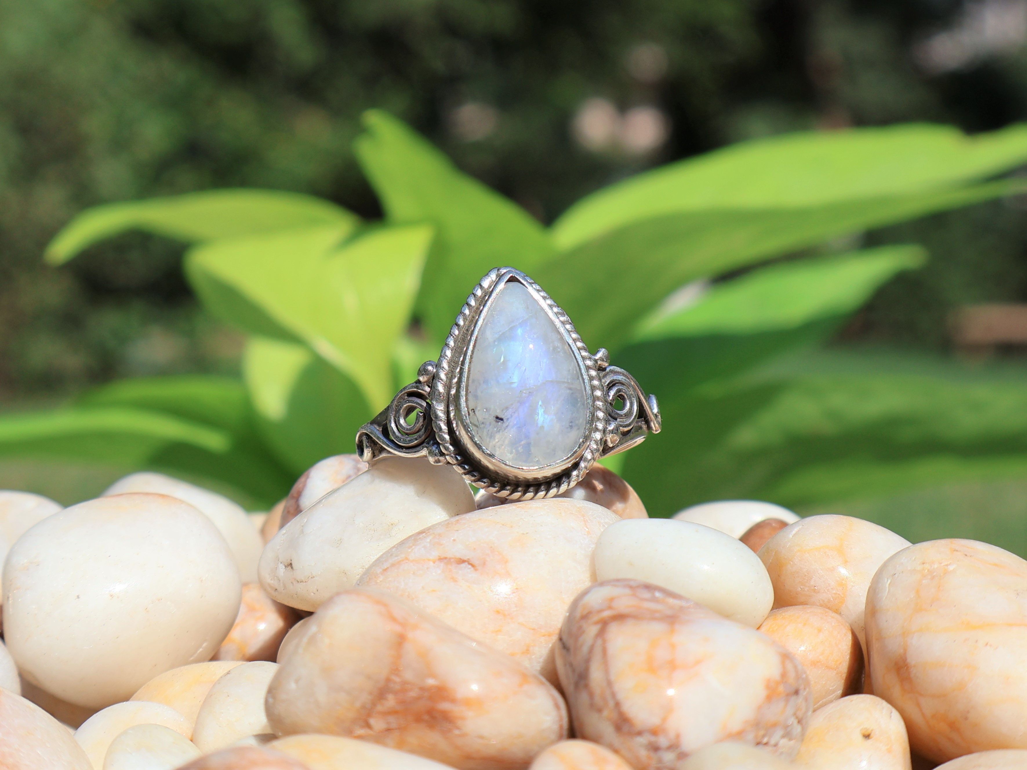 Handmade Rainbow Moonstone Ring, 925 Sterling Silver, Handmade Ring, Size ONE SIZE - 2 Thumbnail