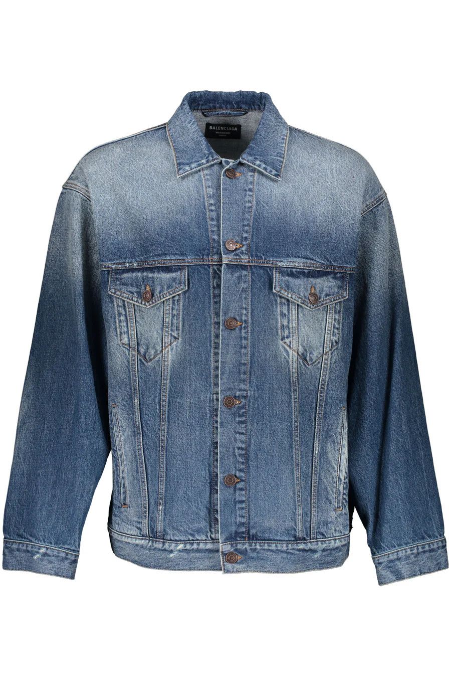 Balenciaga o1mle0924 Denim Jacket in Blue Size US S / EU 44-46 / 1 - 1 Thumbnail