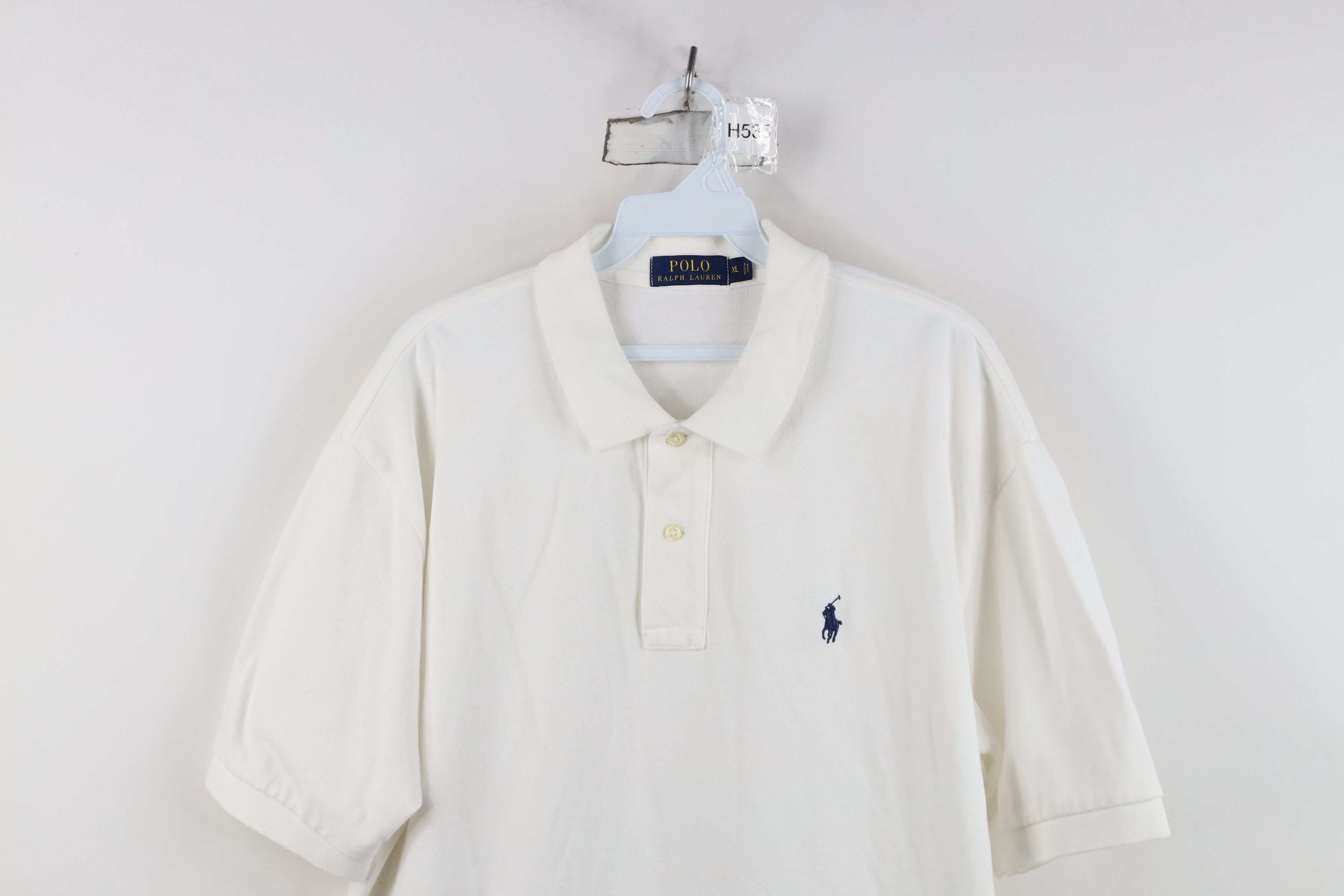 Ralph Lauren Vintage Ralph Lauren Pique Cotton Knit Golf Polo Shirt White Size US XL / EU 56 / 4 - 2 Thumbnail