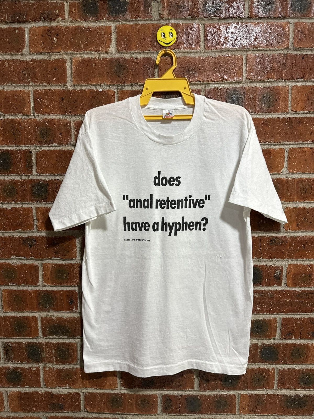 Fruit Of The Loom Vintage 90s Does “Anal Retentive” Have A Hyphen? Faded Tee Size US L / EU 52-54 / 3 - 1 Thumbnail