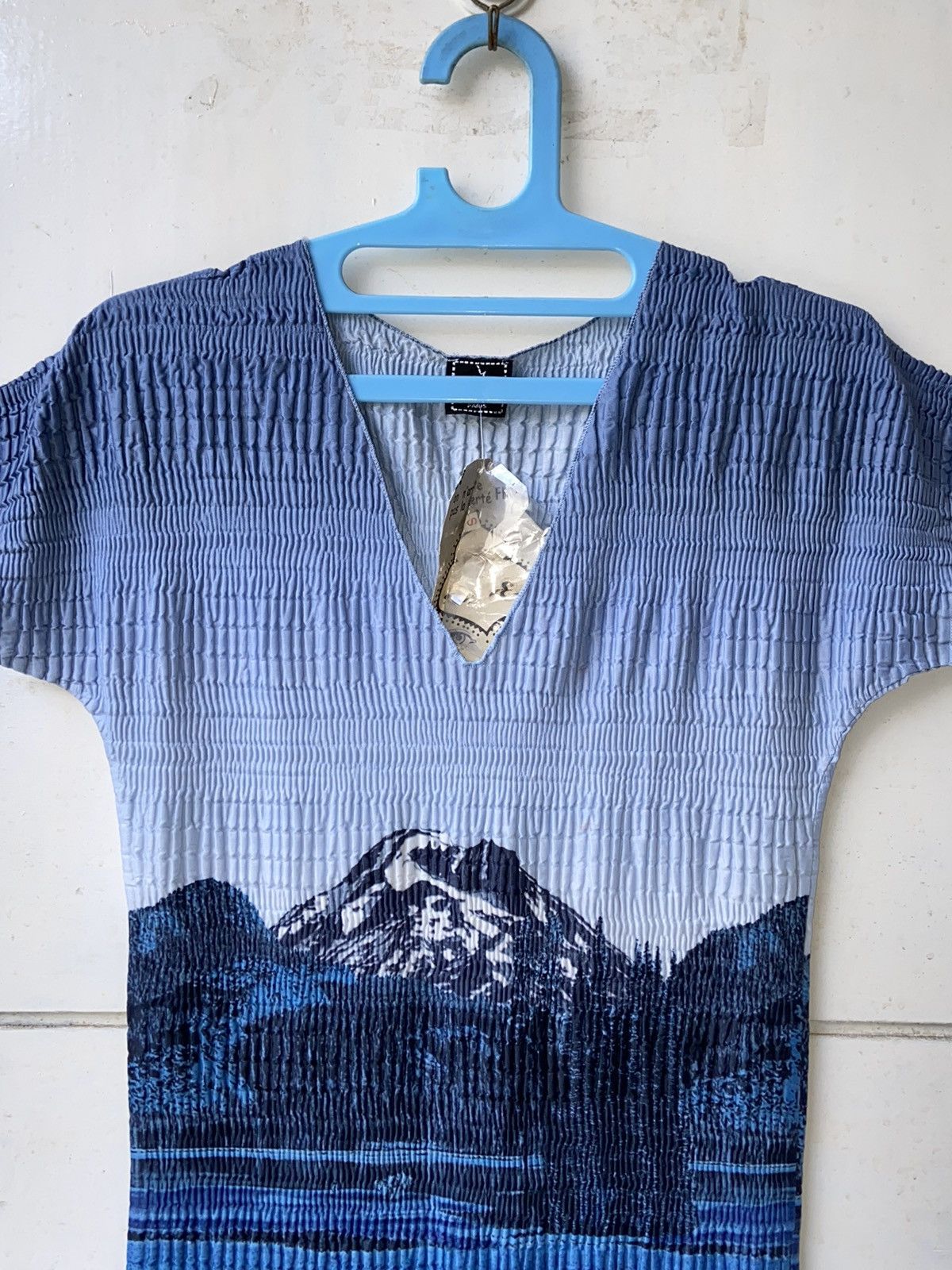 Designer FREE Made In France Patterned Pleats Blue Dress Size S / US 4 / IT 40 - 11 Thumbnail
