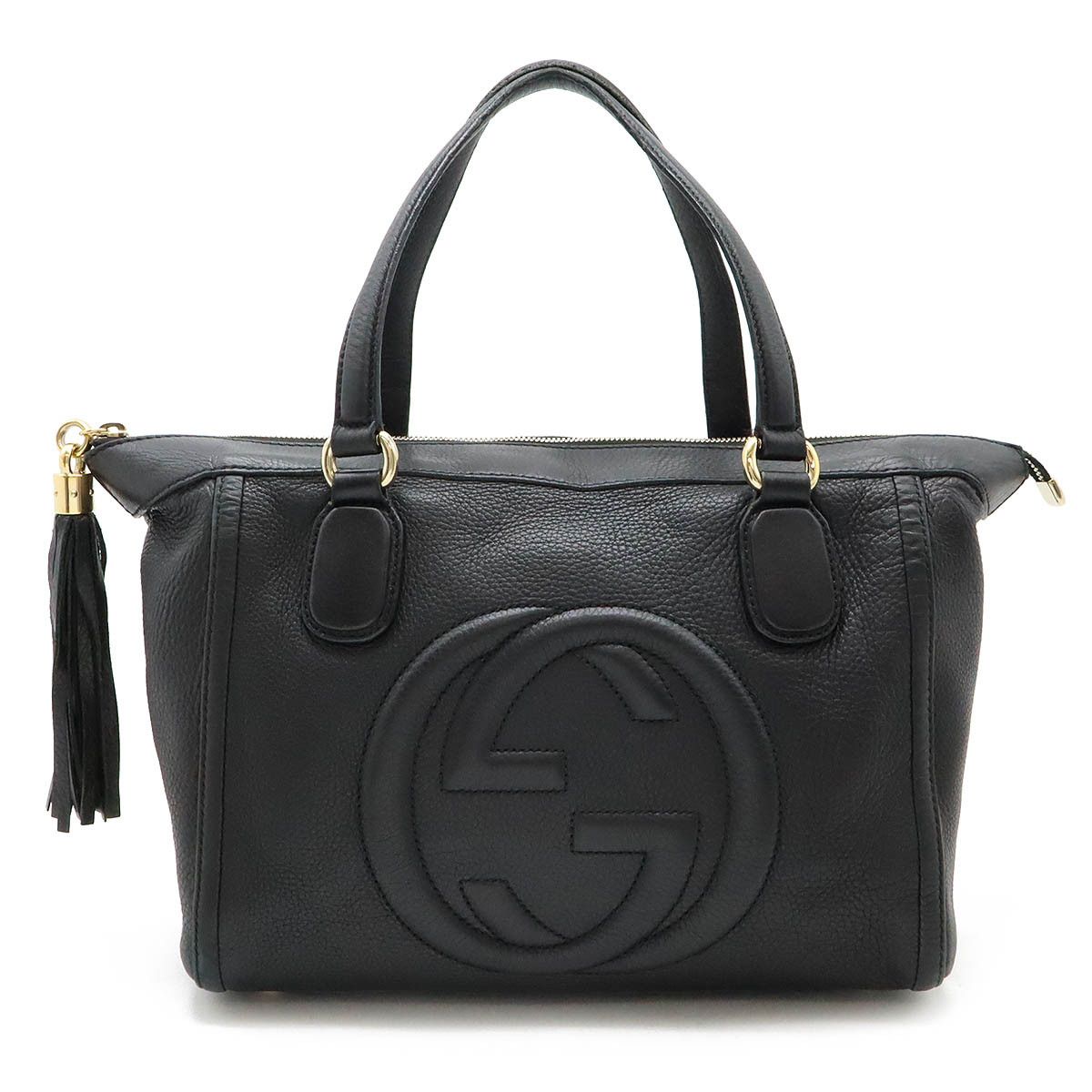 Gucci Gucci Leather Soho Interlocking G Tote Bag 282307 Leather Tote Bag 282307 in Black, Women's