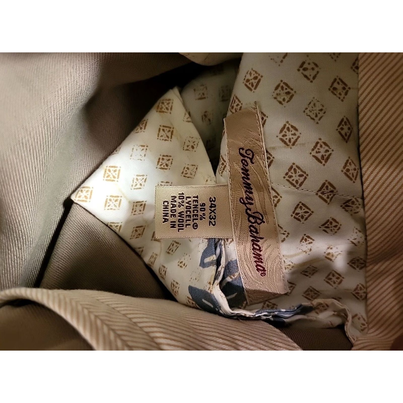 Vintage Tommy Bahama Wool Blend Pants Chino Flat Front 34" x 32" Beige Men Regular Vintage: No Mens Size US 34 / EU 50 - 3 Thumbnail