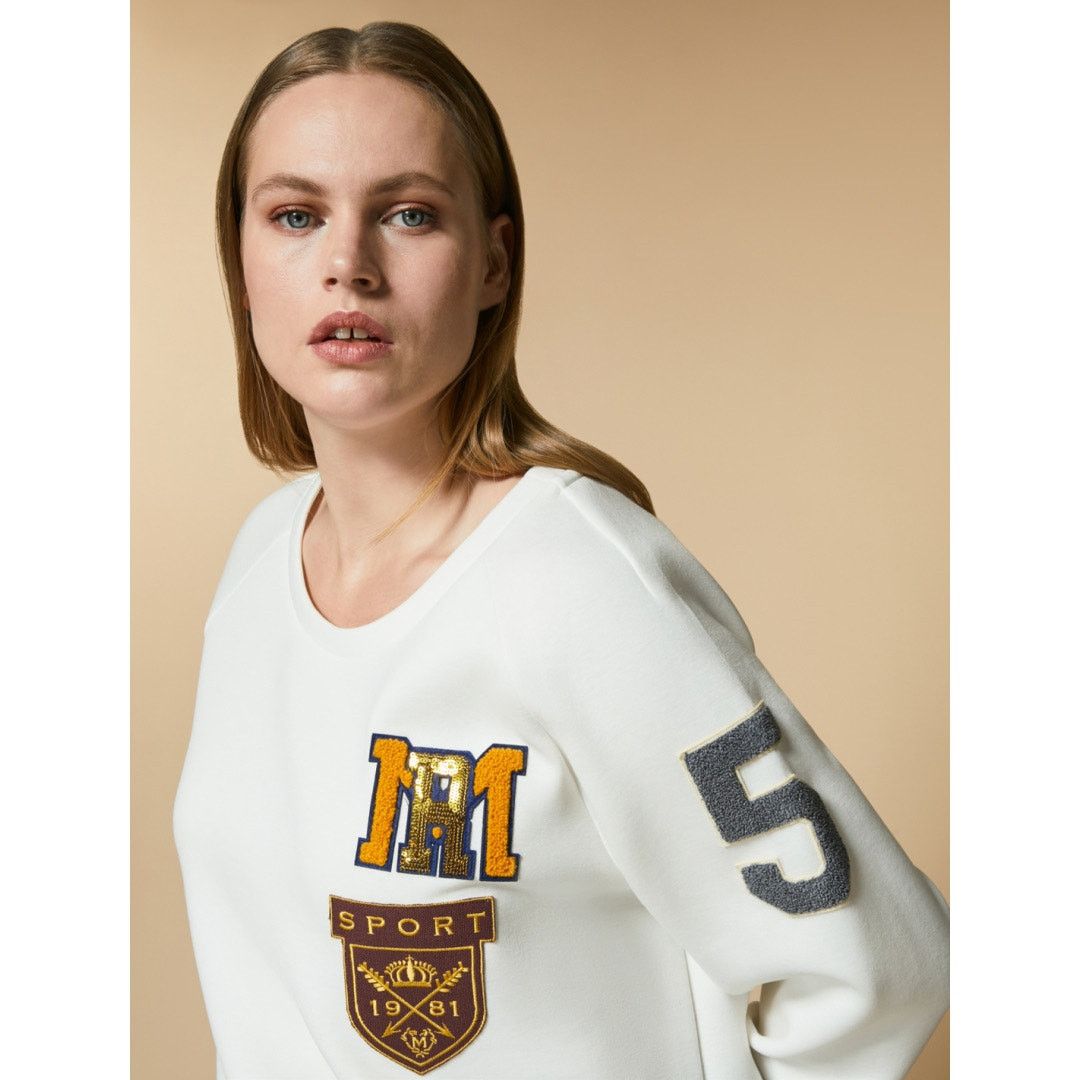 Marina Rinaldi Marina Rinaldi Occhaire Applique Scuba Sweatshirt White XL Size 3XL / US 20-22 - 2 Thumbnail