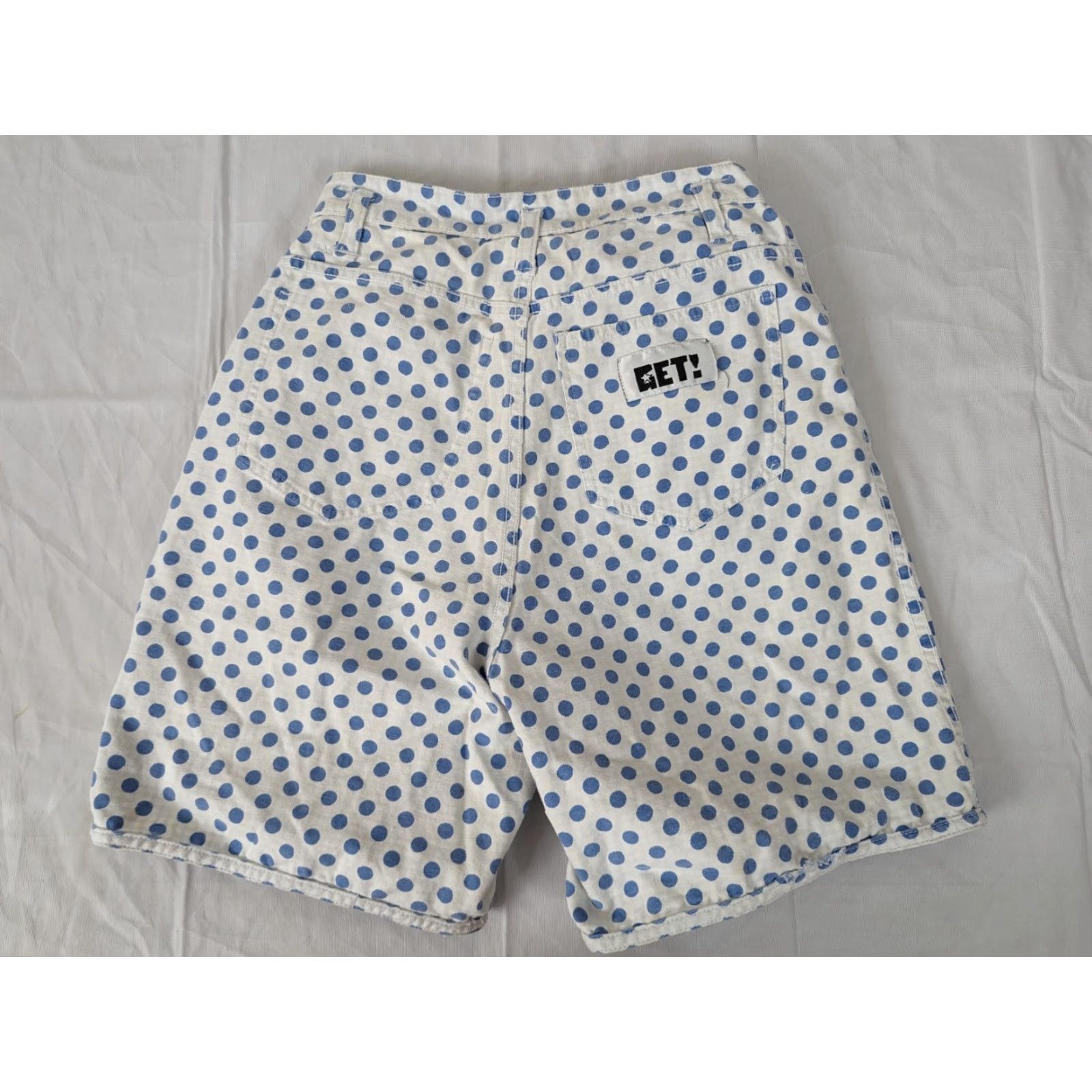 Vintage VINTAGE Mom Denim High Rise Bermuda 26 Jeans 90s Blue Blue Check Polka Dot Button Fly Women's 2 S4W Size 26" / US 2 / IT 38 - 5 Thumbnail
