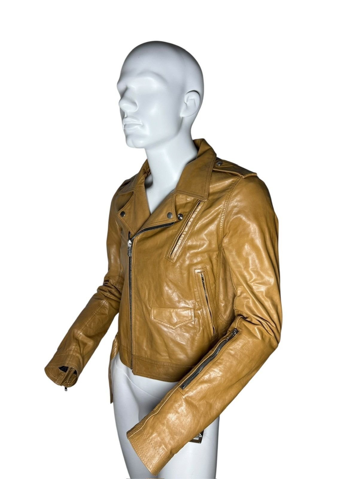Rick Owens Rick Owens Honey High-Neck Leather Jacket – FW21 Size US M / EU 48-50 / 2 - 3 Thumbnail