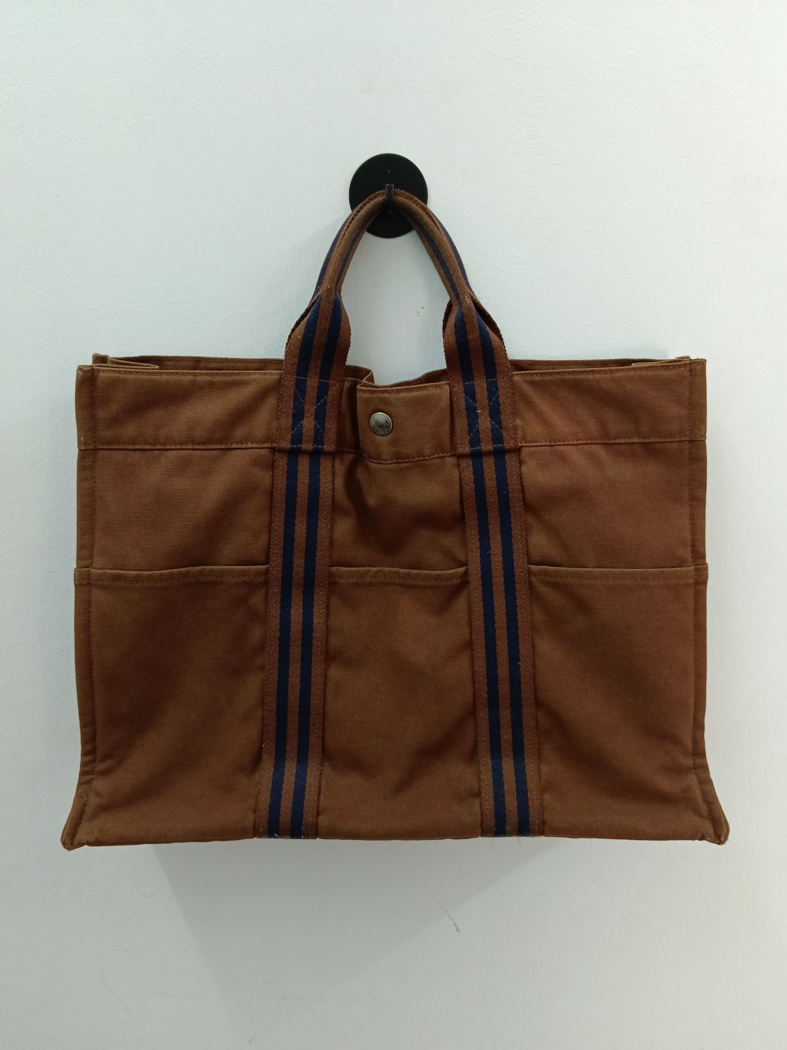 Hermes Vintage Hermès Fourre Tout MM Canvas Tote Bag Brown/Navy Size ONE SIZE - 2 Thumbnail