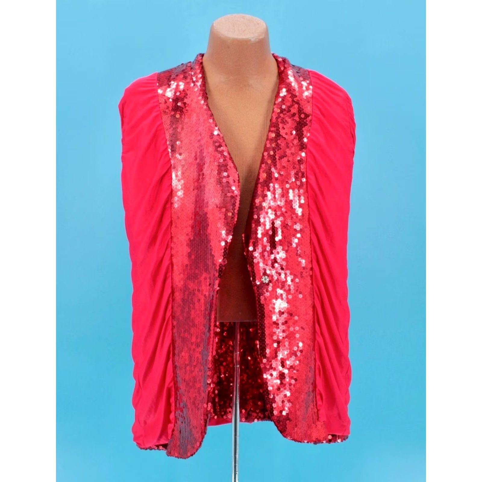 Vintage VINTAGE 70s Sequin Jacket Blazer Red M 1970s Mens City? Size 40R - 5 Thumbnail