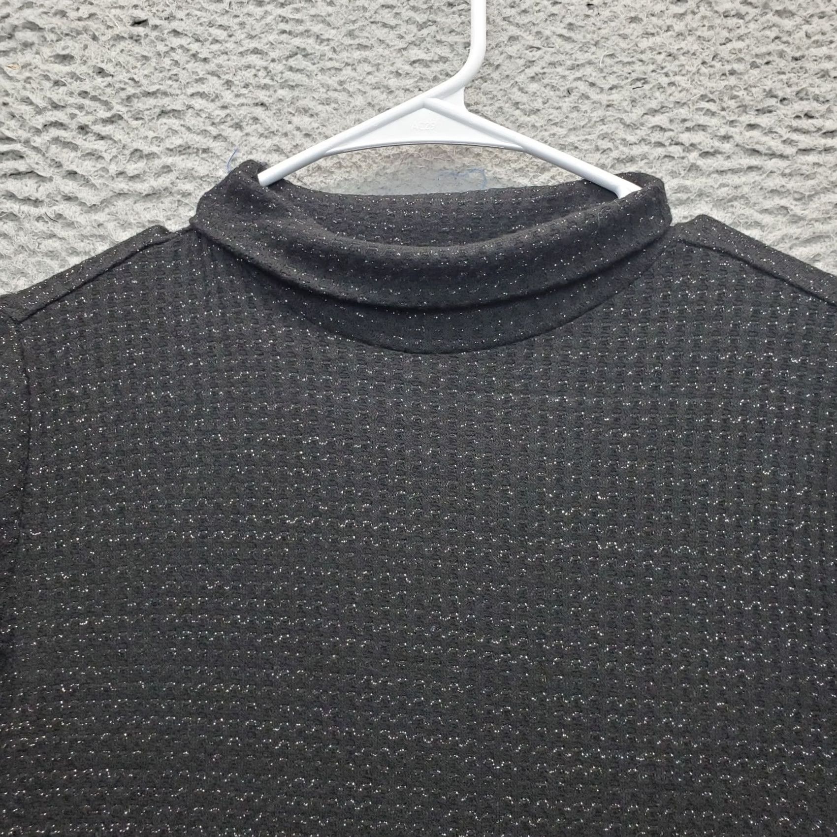 Vintage LC Lauren Conrad Blouse Womens M Black Metallic Tiered Hem Knitted Turtleneck Shirt Y2K Style Size M / US 6-8 / IT 42-44 - 7 Thumbnail