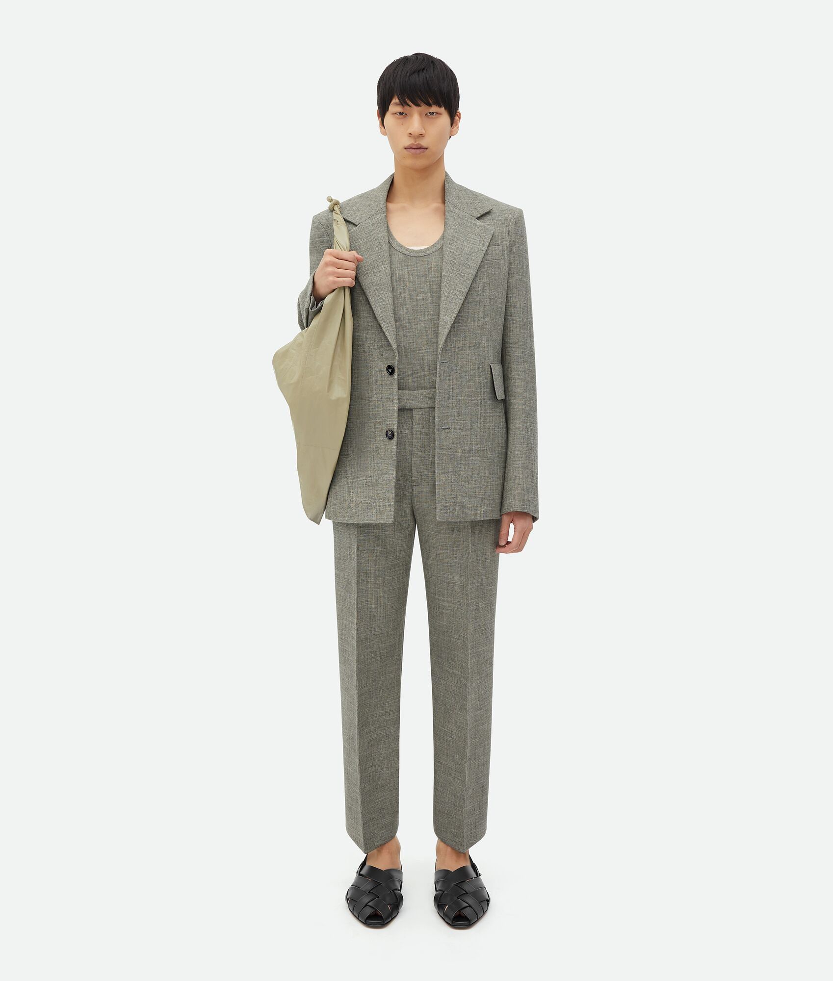 Bottega Veneta o1n1vont1224 Curved Sleeves Wool Jacket in Grey Size US L / EU 52-54 / 3 - 4 Thumbnail