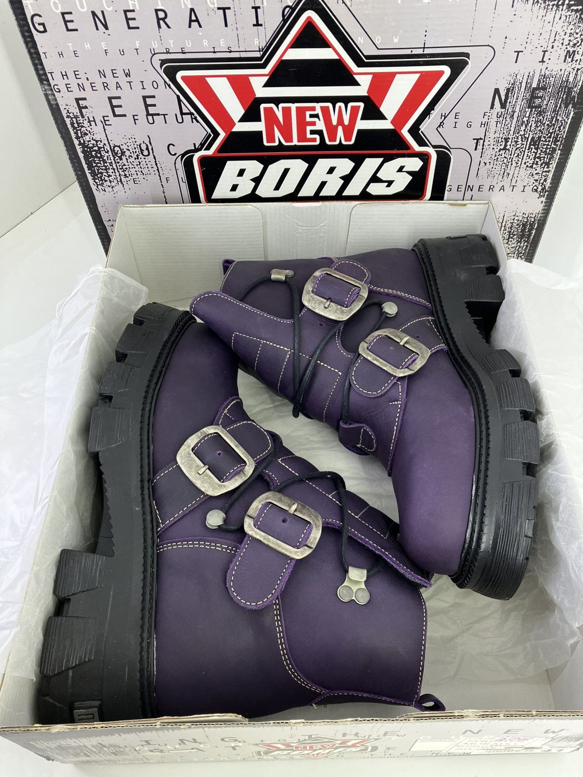 Vintage New Boris genuine leather chunky platform ankle boots 90s00s Size US 8 / EU 41 - 6 Thumbnail