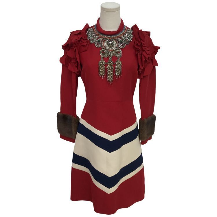 Gucci Gucci Embellished Wool Silk Dress Size 40 Size S / US 4 / IT 40 - 1 Thumbnail