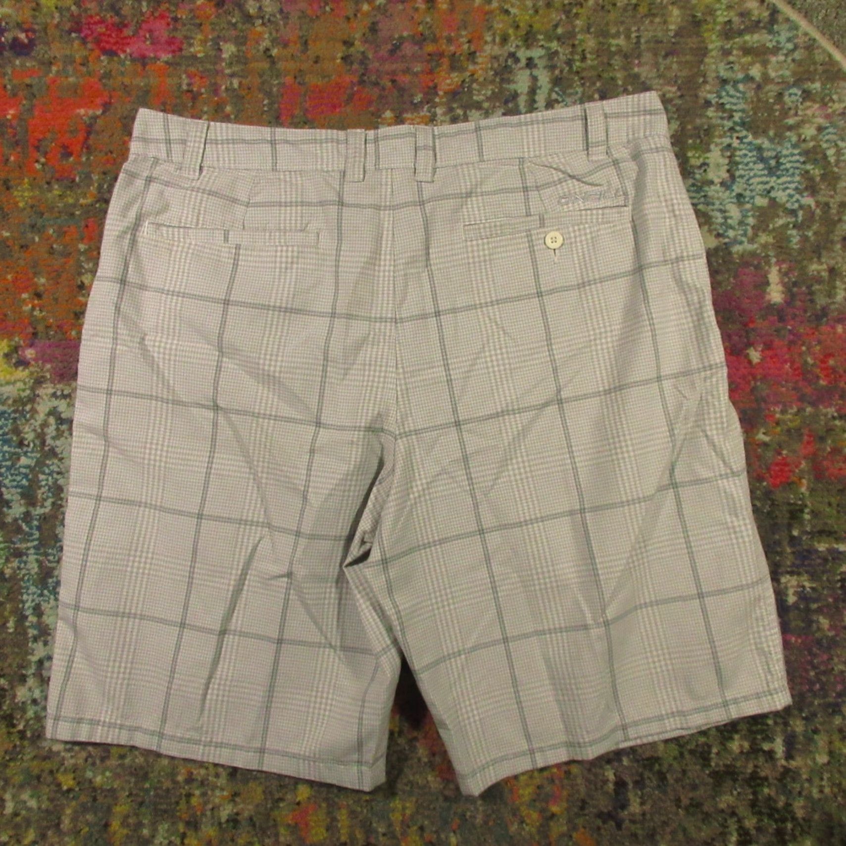 O'Neill O'Neill Mens Gray Plaid Shorts 38 Bermuda Chino Beach Summer Casual Lightweight Pockets Mid Rise 13in Belt Loops Zip Front Flat Front Regular Fit Size US 38 / EU 54 - 2 Thumbnail