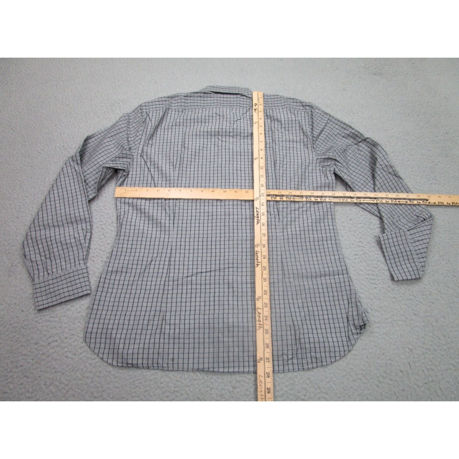 John Varvatos John Varvatos Slim Fit Button-Up Shirt Men 15.5 Gray Plaid Casual Work Size US M / EU 48-50 / 2 - 7 Thumbnail