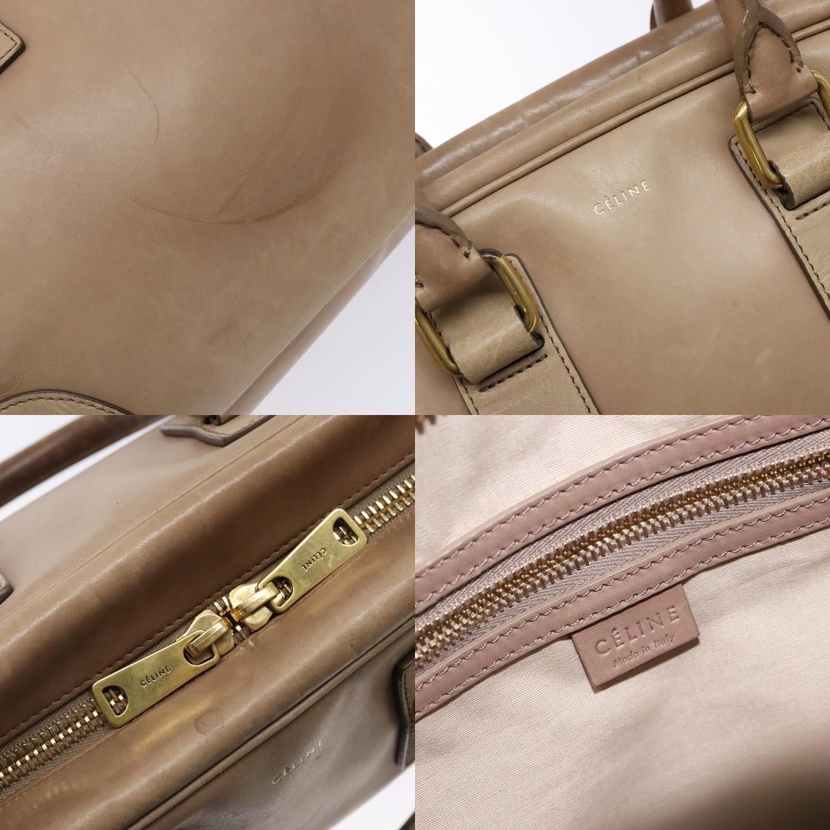Celine CELINE Hand Bag Leather Beige Gold Size ONE SIZE - 11 Thumbnail