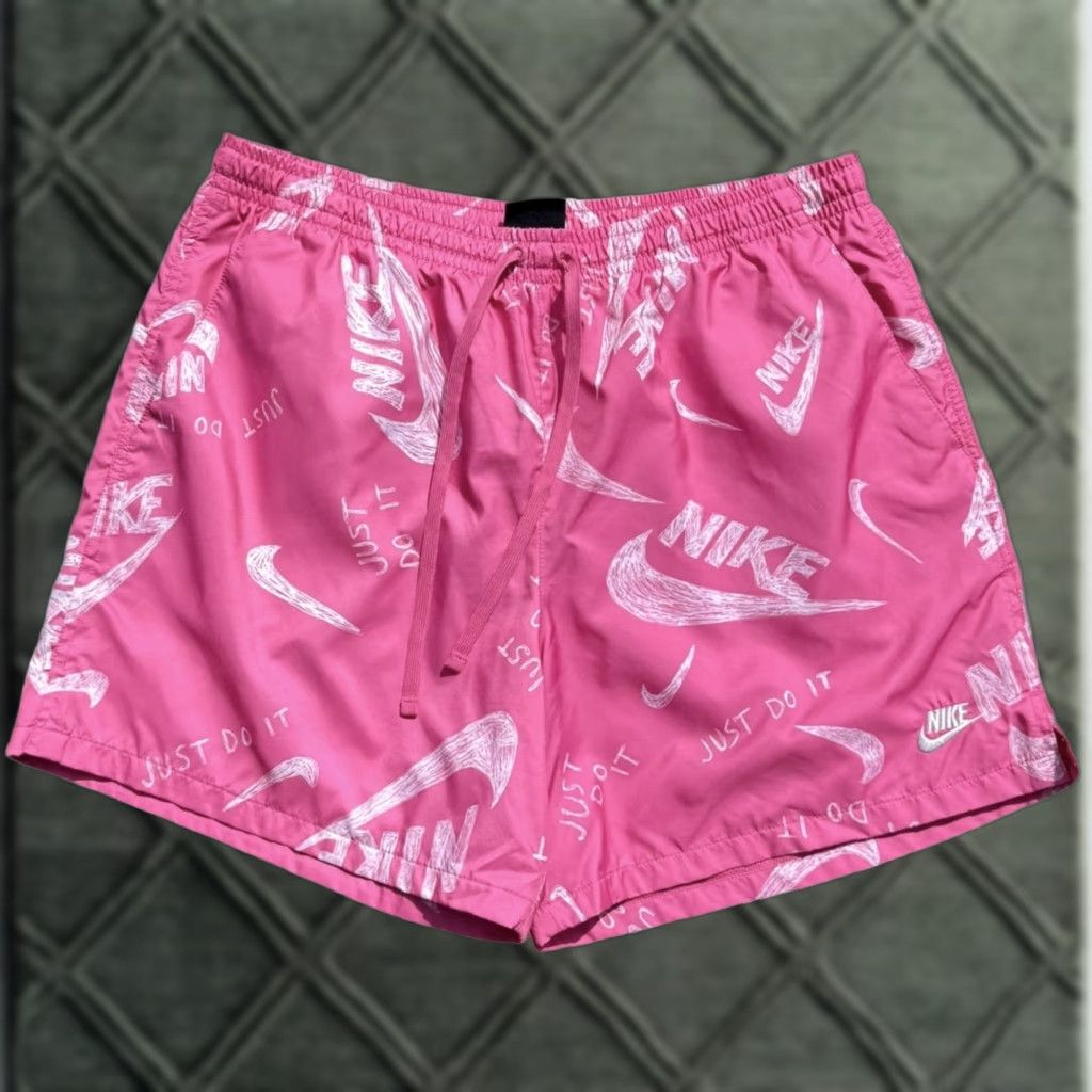 Nike Nike Sportswear Shorts Pink Just Do It All Over Print NSW Woven Flow Sz 2XL Mens Activewear Short 2XL Size US 39 - 1 Thumbnail