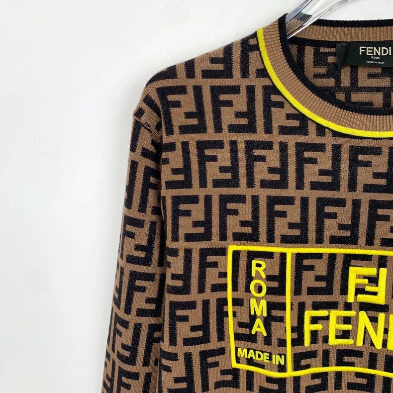 Fendi Fendi Brown Logo Pattern Long Sleeve Knit Sweater Size US S / EU 44-46 / 1 - 3 Thumbnail