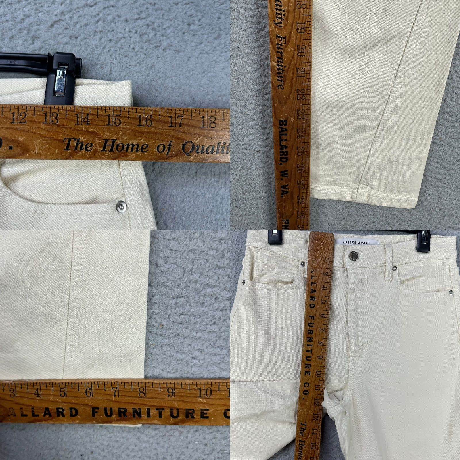 Apiece Apart Apiece Apart Camilla Womens Straight Jeans 30 Cream High-Rise Denim Pants Jeans Size 30" / US 8 / IT 44 - 8 Thumbnail