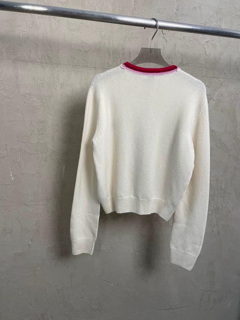 Loewe Loewe Off-white embroidered small Logo wool round neck swe Size S / US 4 / IT 40 - 2 Thumbnail