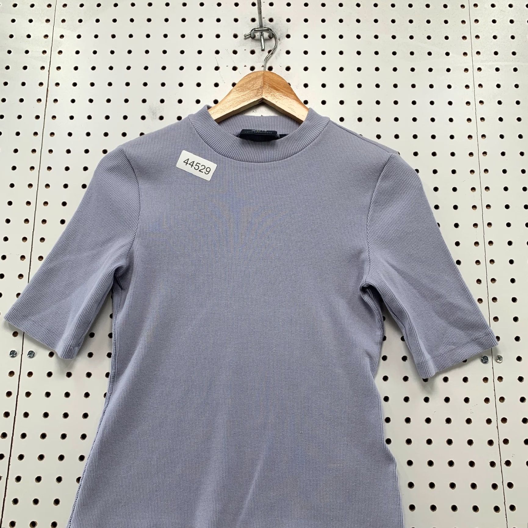Vintage Maeve Blouse Womens XS Purple Mock Neck Short Sleeve Rib Knit Size XS / US 0-2 / IT 36-38 - 2 Thumbnail