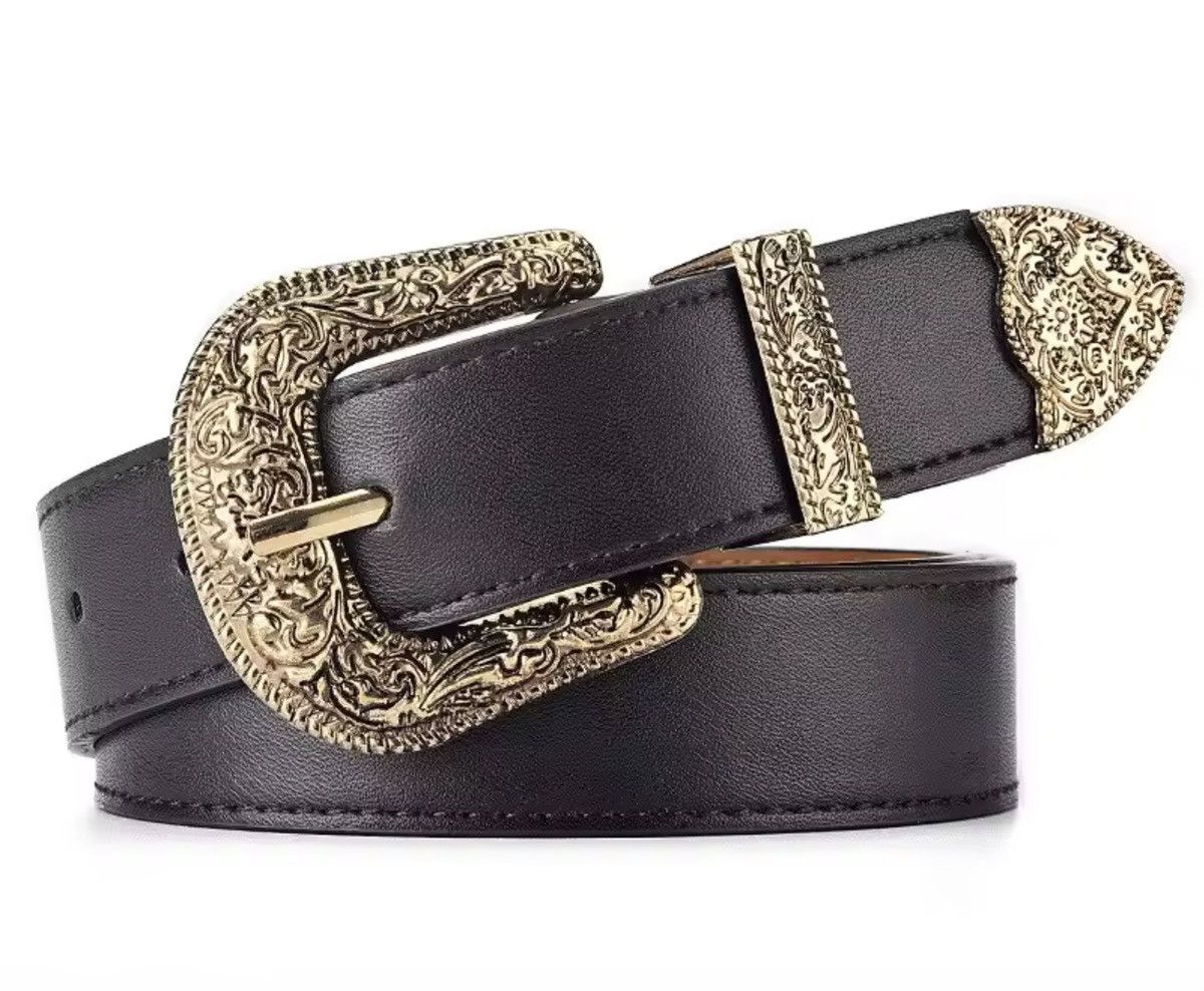 Japanese Brand Y2K Buckle Belt PU Leather Belt Size 32 - 4 Thumbnail