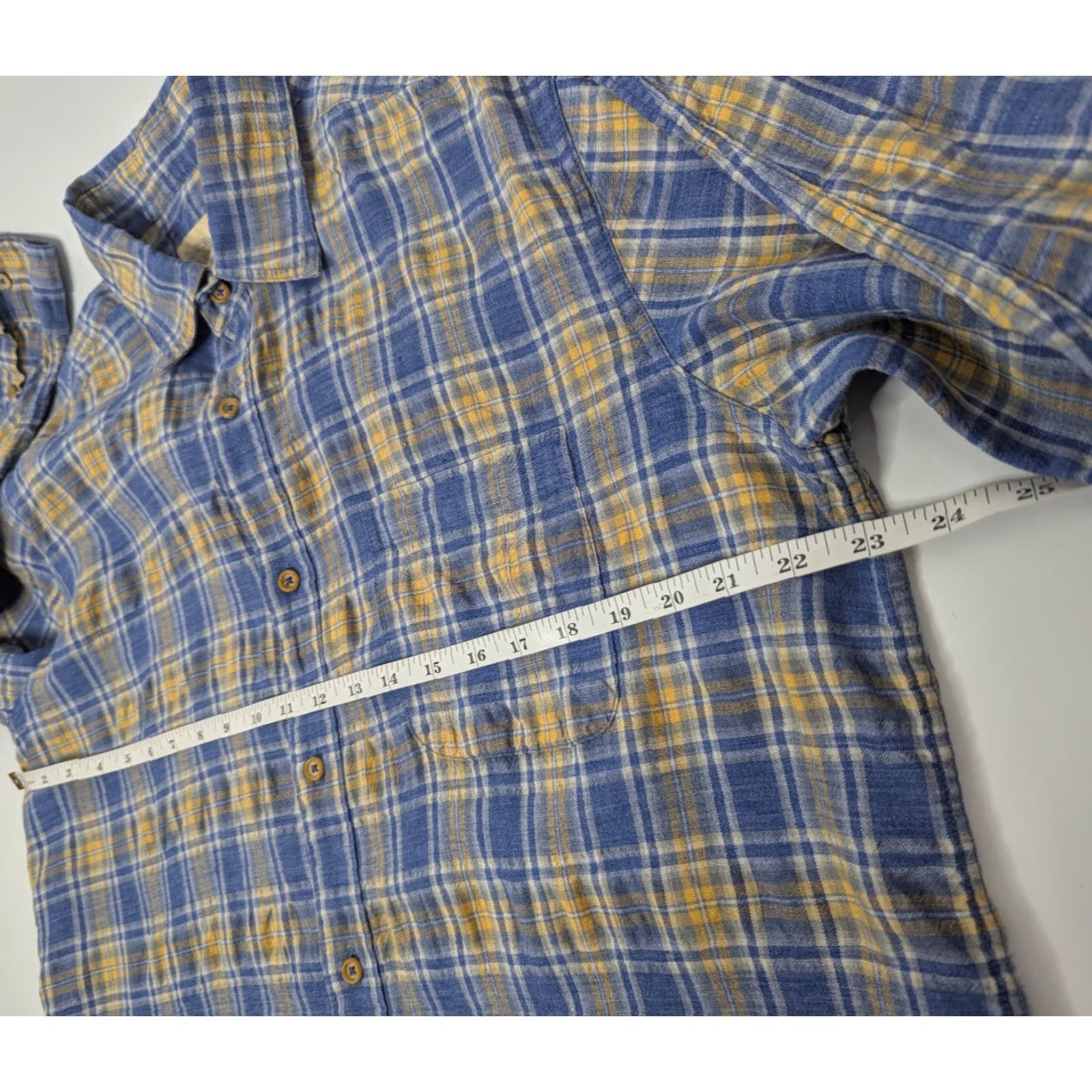 The Territory Ahead The Territory Ahead Men Shirt Size Large L/S Plaid Linen Sorona Yellow Blue Size US L / EU 52-54 / 3 - 6 Thumbnail