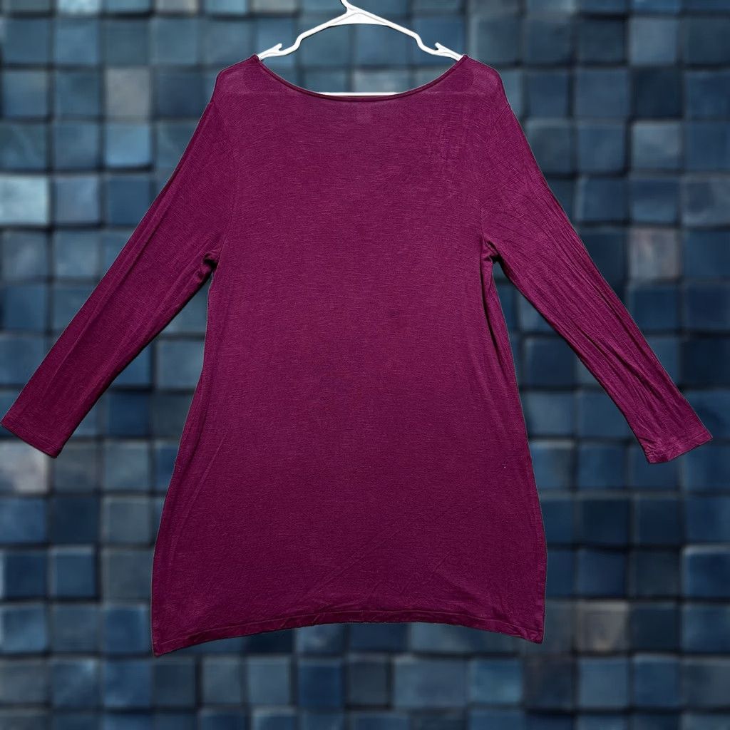 Old Navy Old Navy Blouse Womens Medium Red Long Sleeve V-Neck Tunic Shirt Size XS / US 0-2 / IT 36-38 - 1 Thumbnail