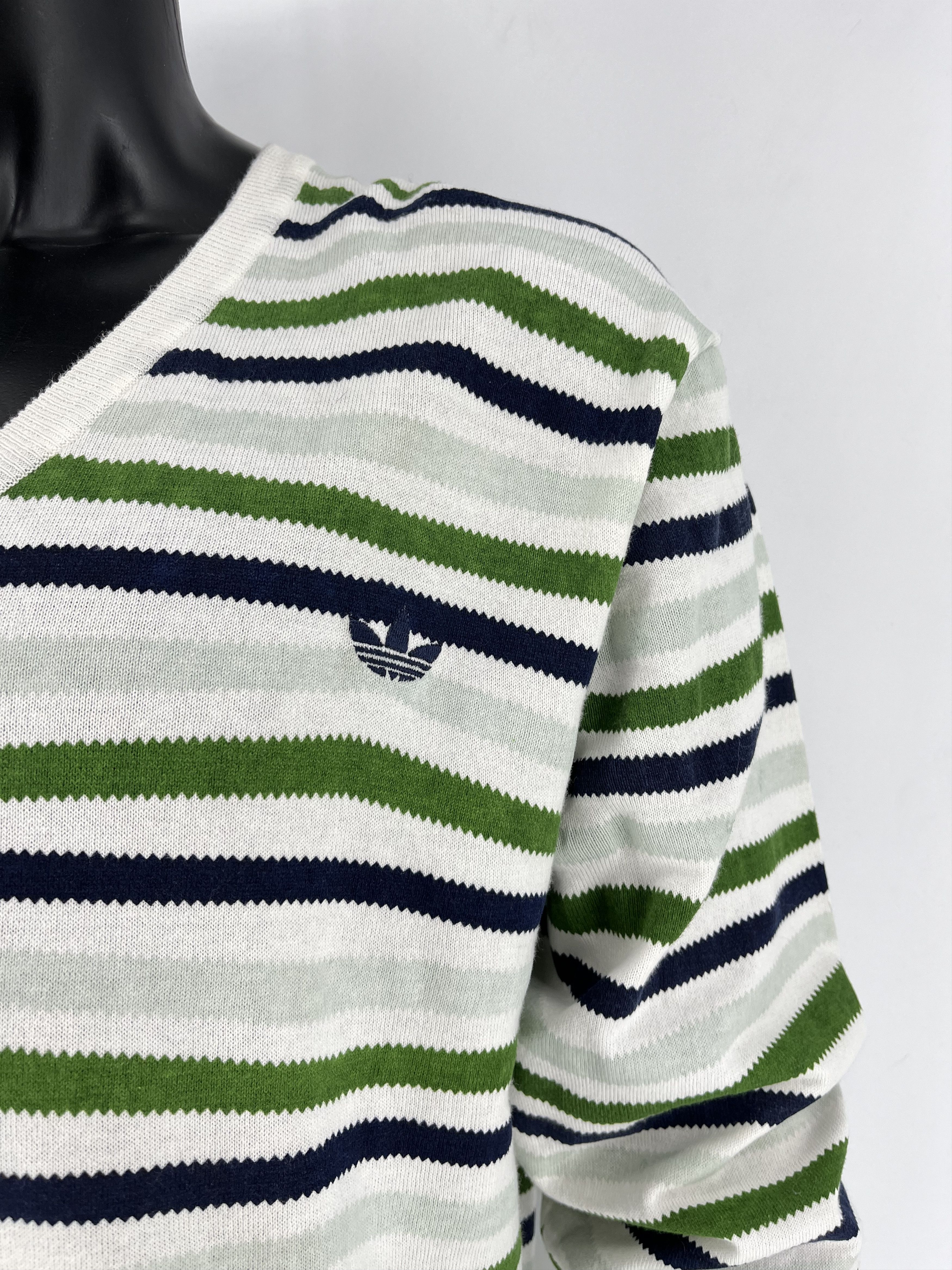 Adidas Vintage Y2K Adidas Streetwear Style Striped V-neck Sweater Size US XL / EU 56 / 4 - 6 Thumbnail